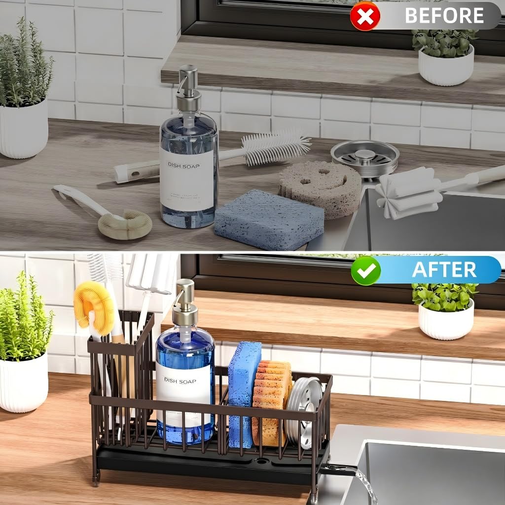 Brown Sponge Holder for Kitchen Sink