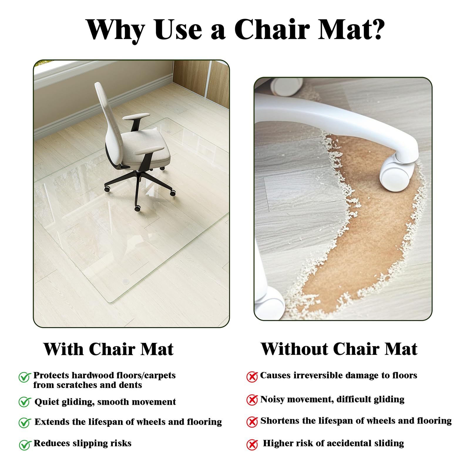 48" x 60" Office Chair Mat for Hardwood Floors & Carpets