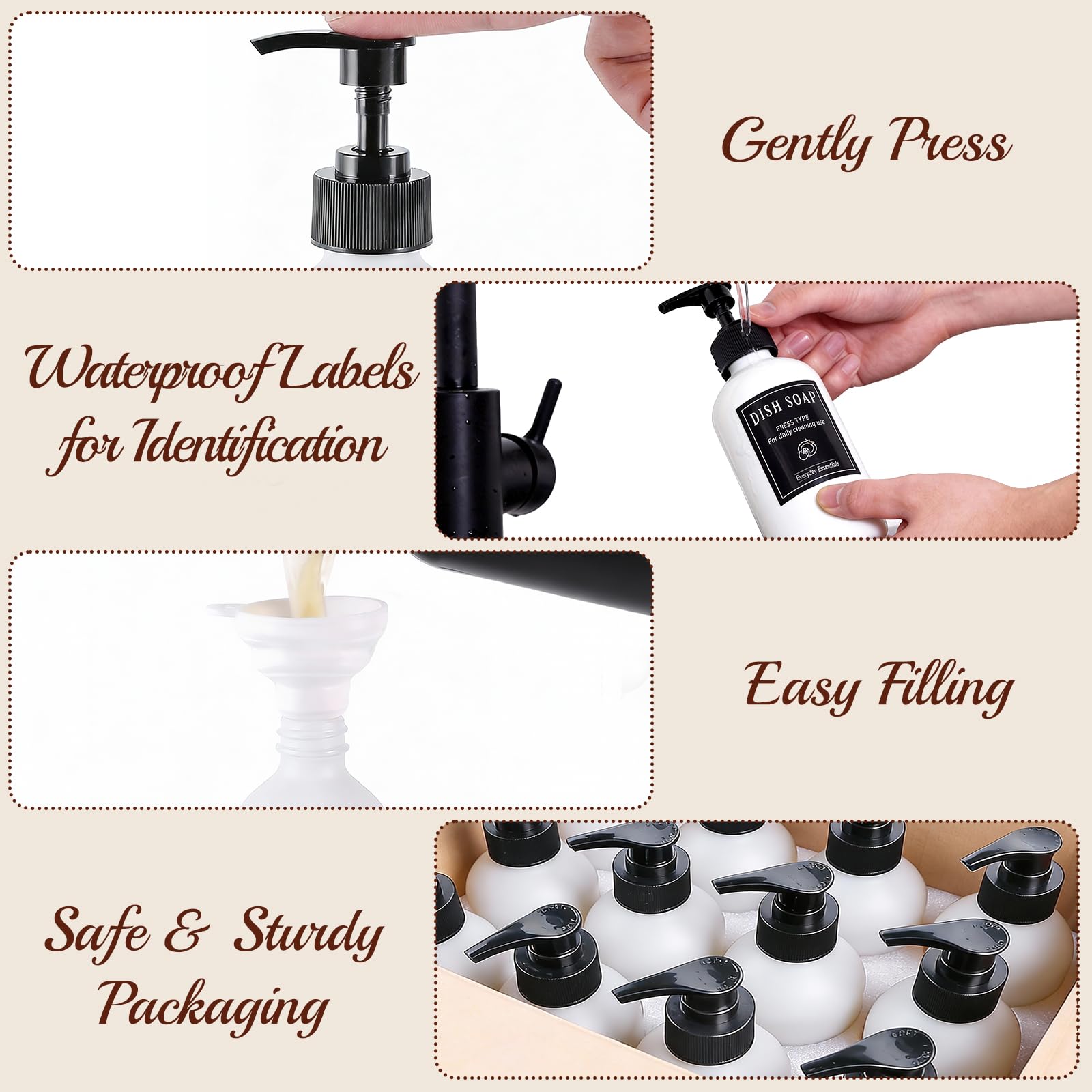 12 Pack 8oz White Glass Soap Dispensers with Pump (12 Count)
