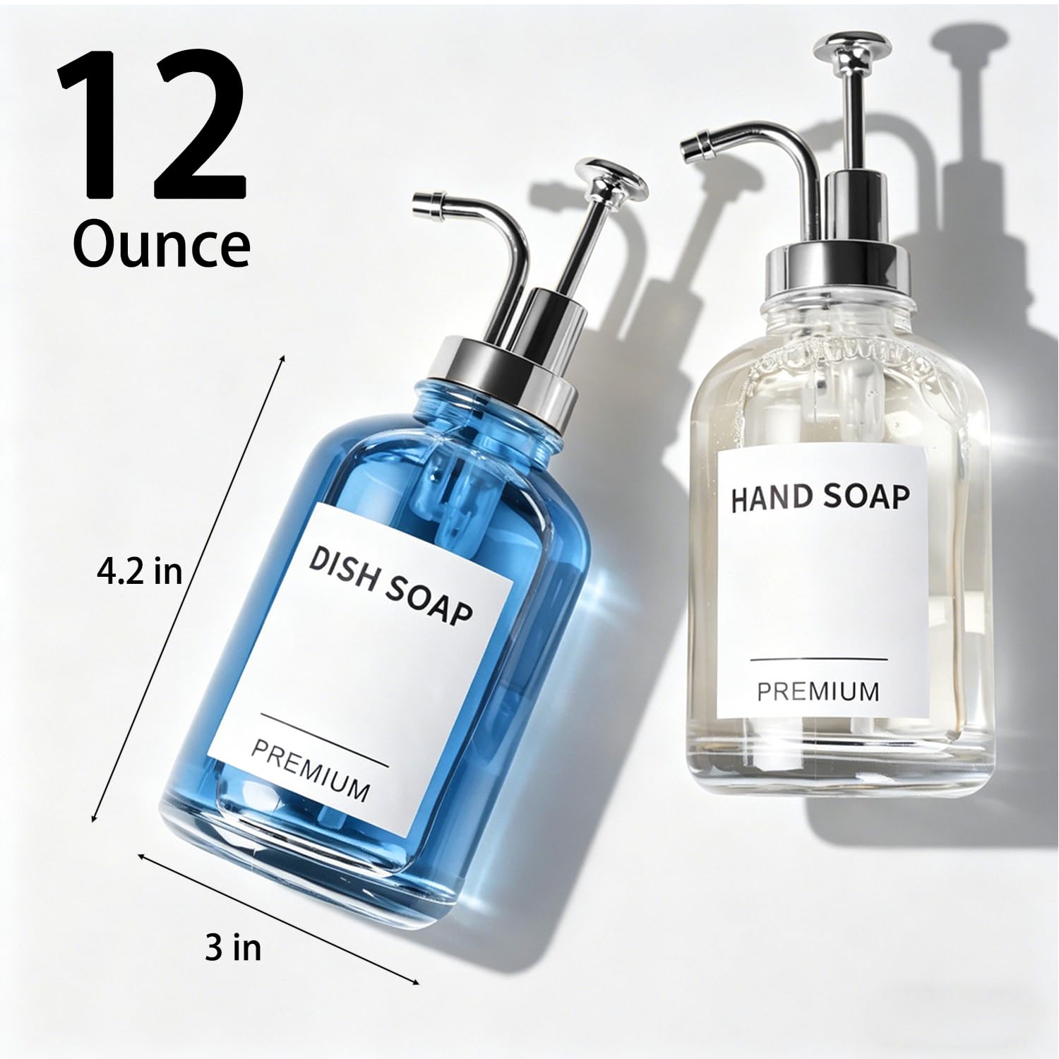 12oz Dish Soap Dispenser for Kitchen (2 Count)