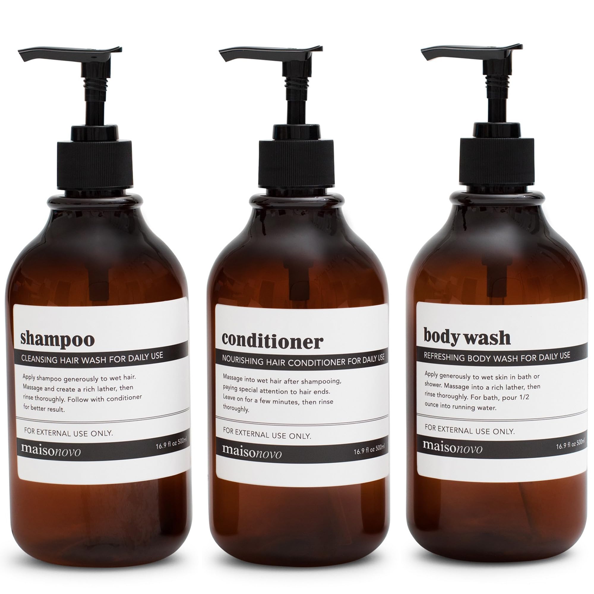 Refillable Shampoo and Conditioner Bottles (3 Count)