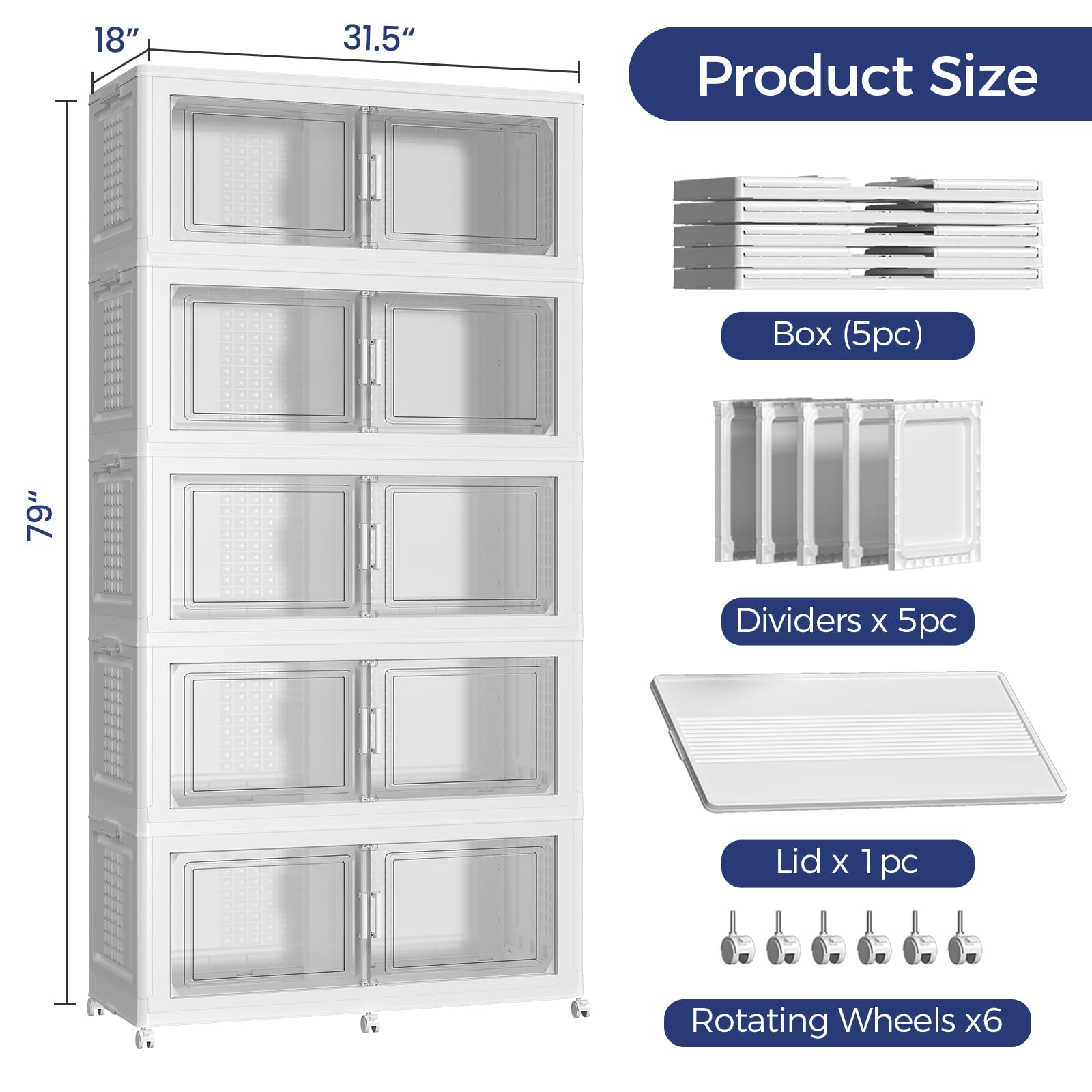 250GAL Storage Bins with Lid and Wheels (5 Count)
