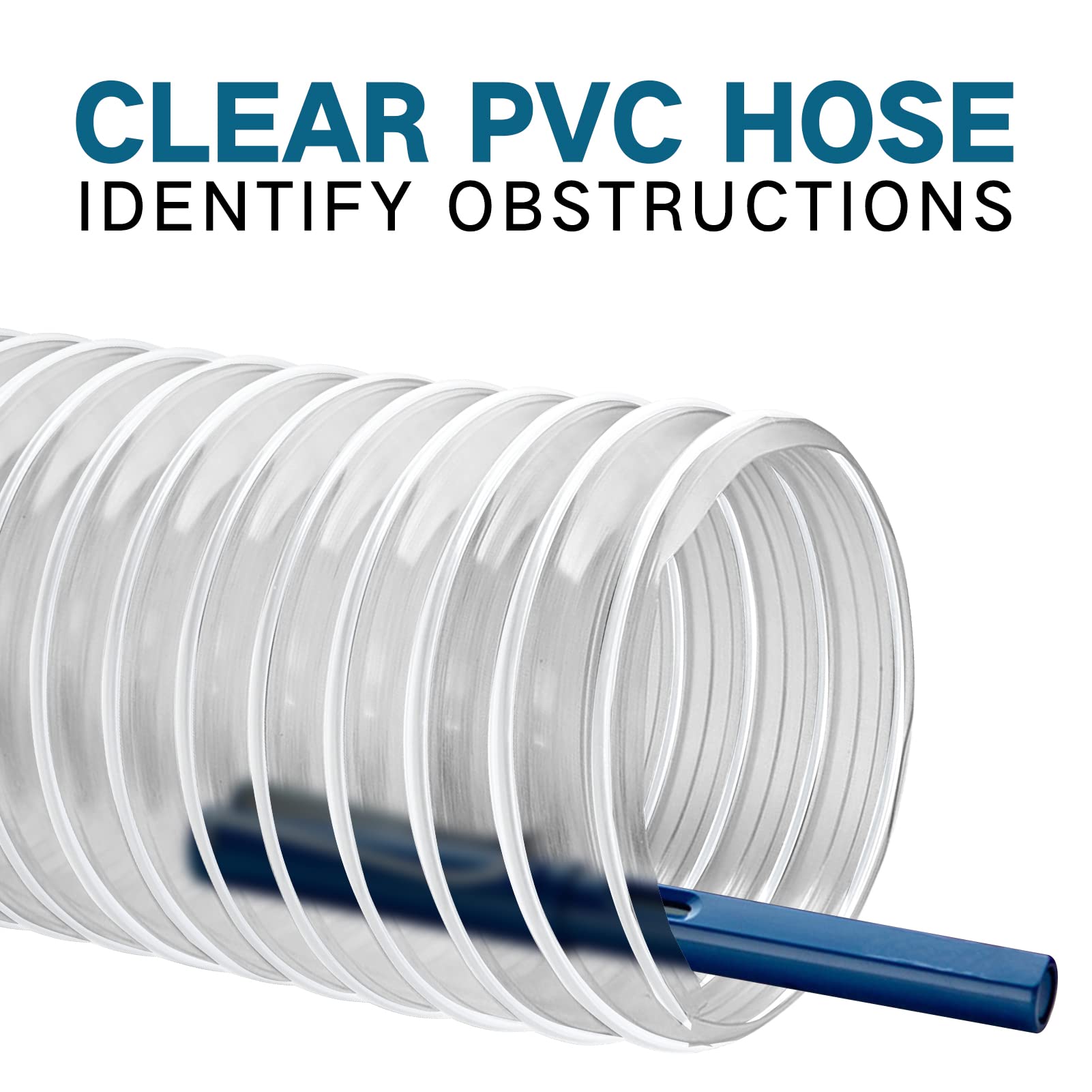 2-1/2"x20' PVC Dust Collection Hose with 4 Stainless Clamps for Woodworking