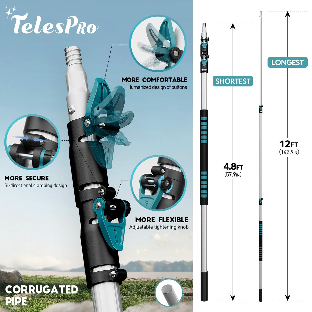 20 Feet High Reach Cobweb Duster with 5