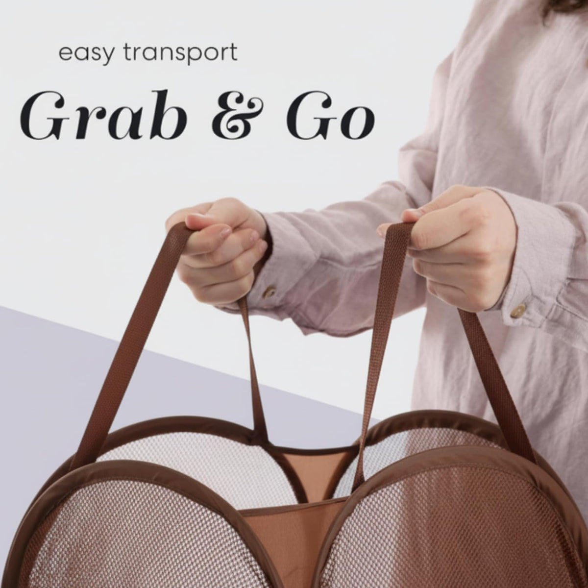 Collapsible Mesh Pop Up Laundry Hamper with Side Pocket