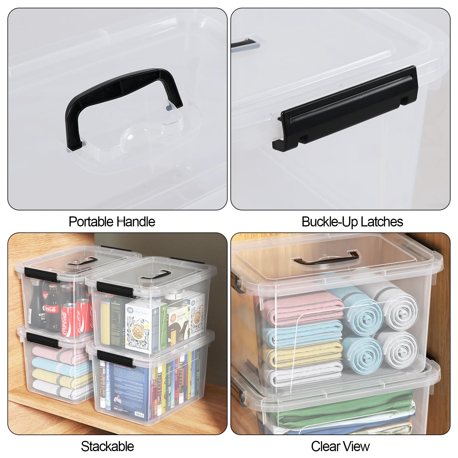 18 Quart Plastic Storage Bins with Lid (4 Count)