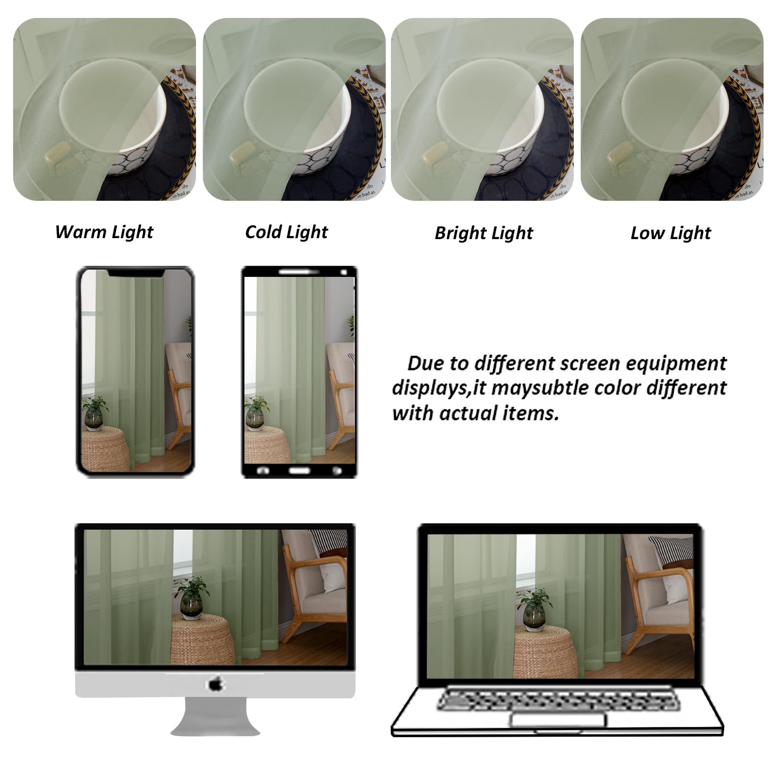 Sage Green Sheer Curtains 36 Inch Length