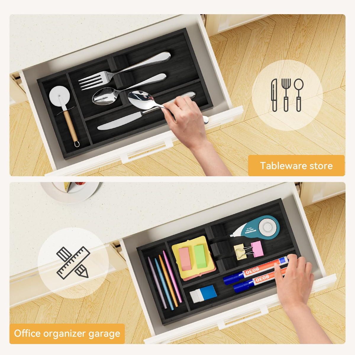 Bamboo Silverware Organizer