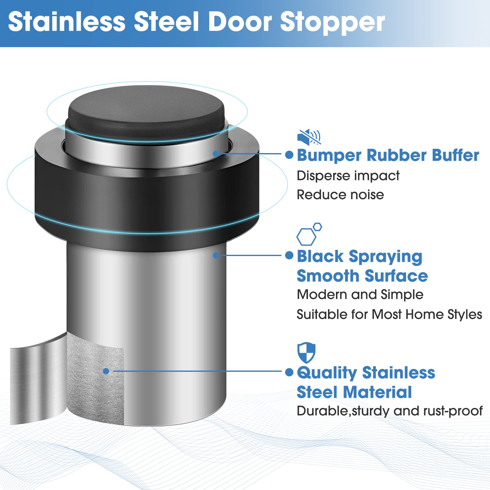10 Pcs Floor Mounted Door Stopper Stainless Steel (10 Count)
