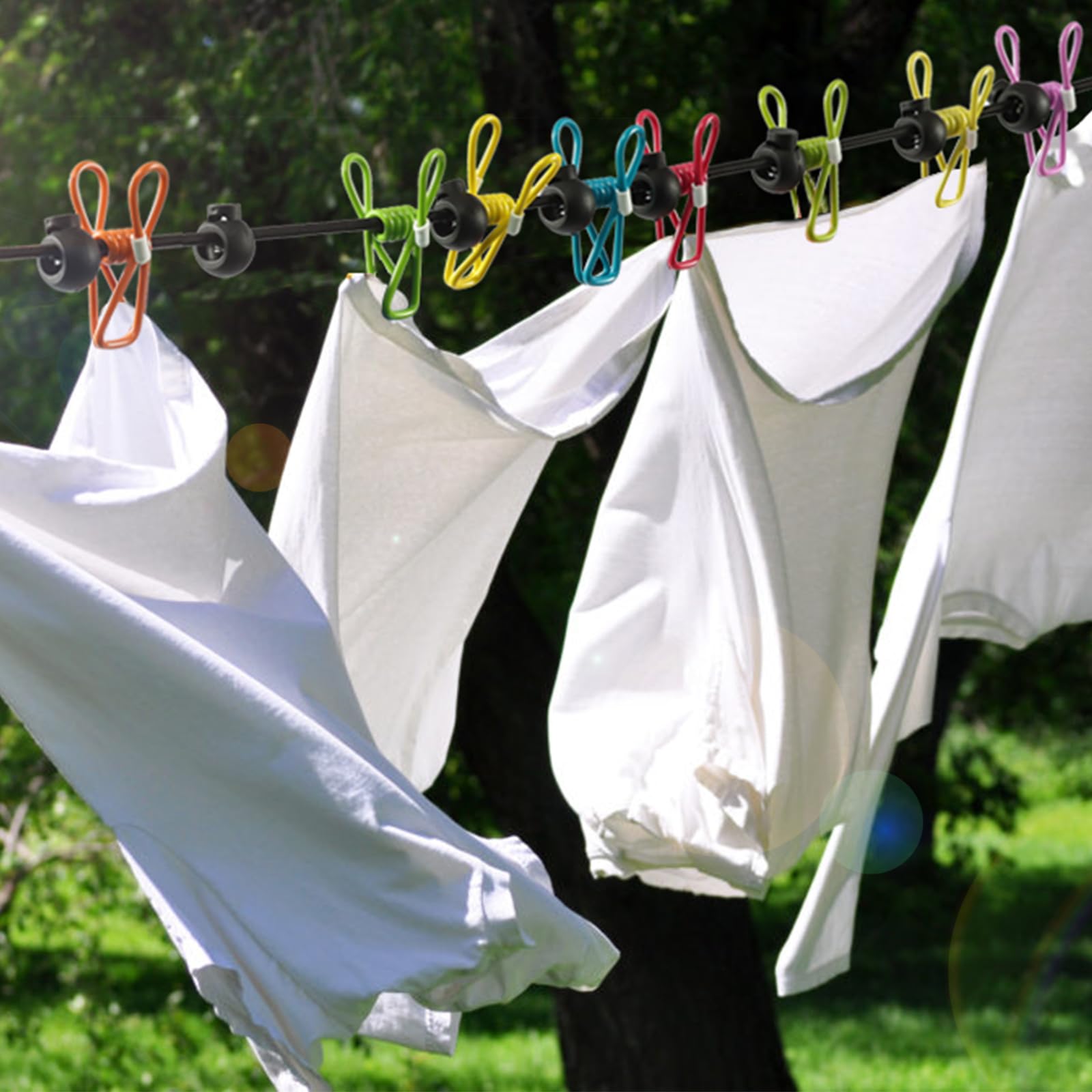2 Pack Camping Clothesline Portable 12 Clothespins (2 Count)