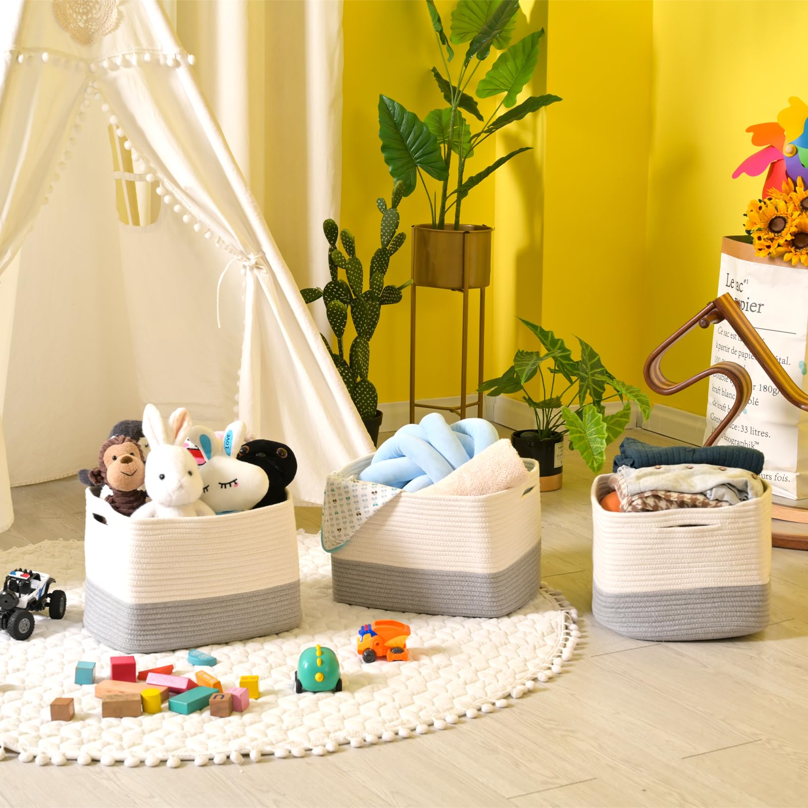Storage Baskets for Organizing Shelves (3 Count)