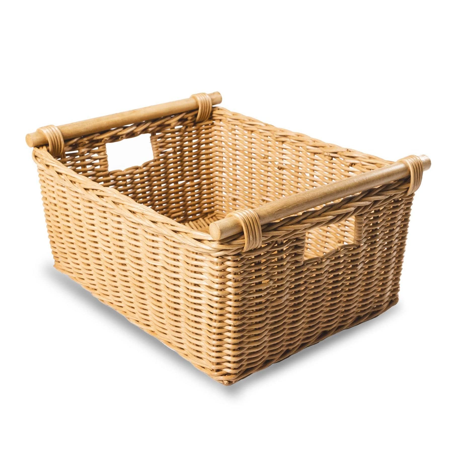 Pole Handle Wicker Storage Basket