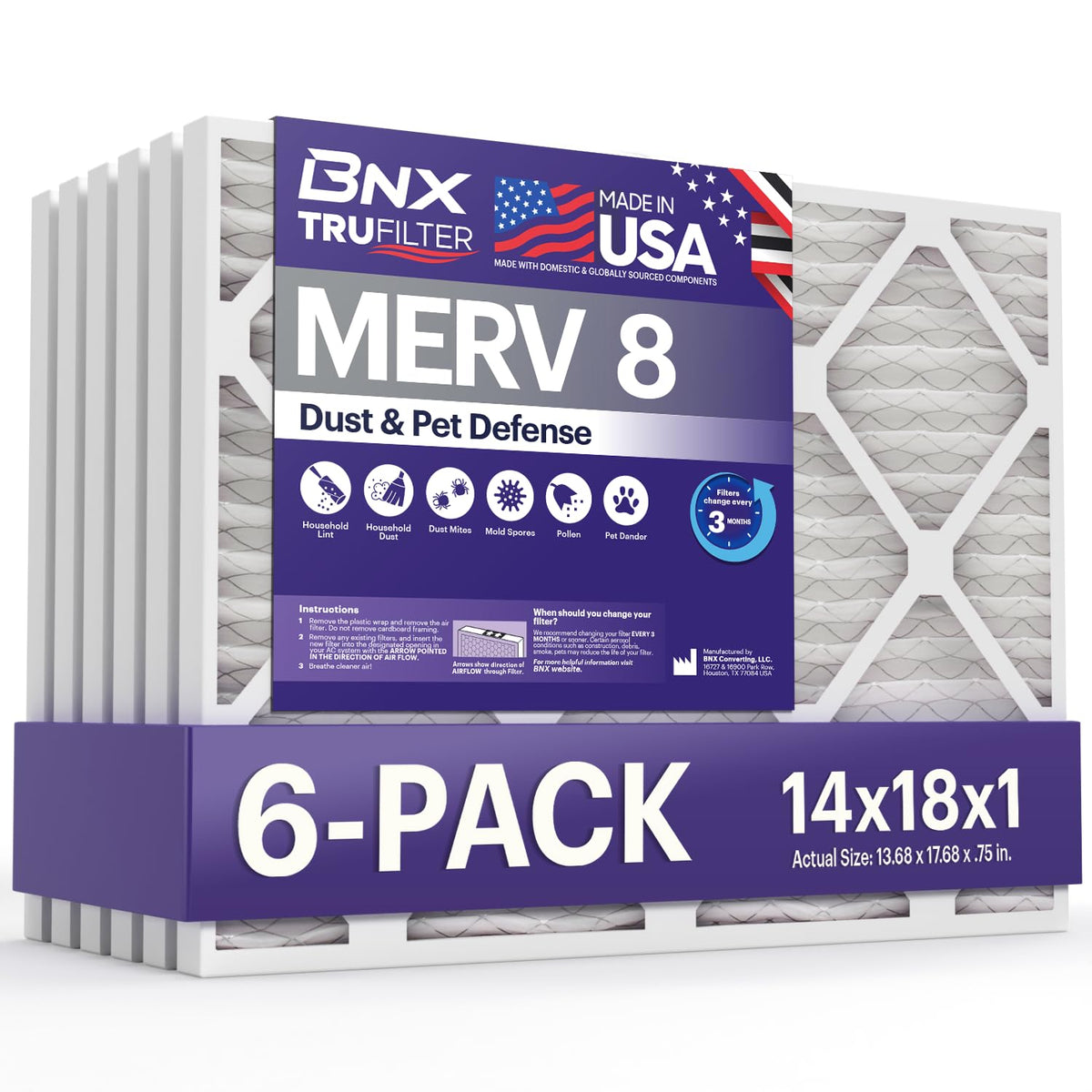 TruFilter 14x18x1 Air Filter MERV 8 (6 Count)