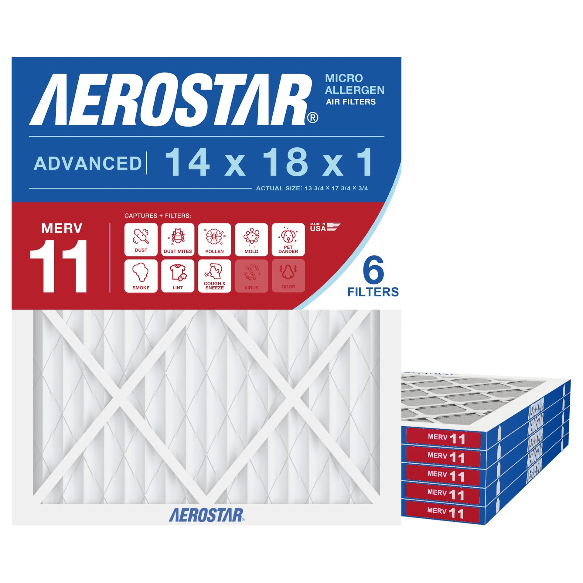Air Filter 14x18x1 MERV 11 AC Filter (6 Count)