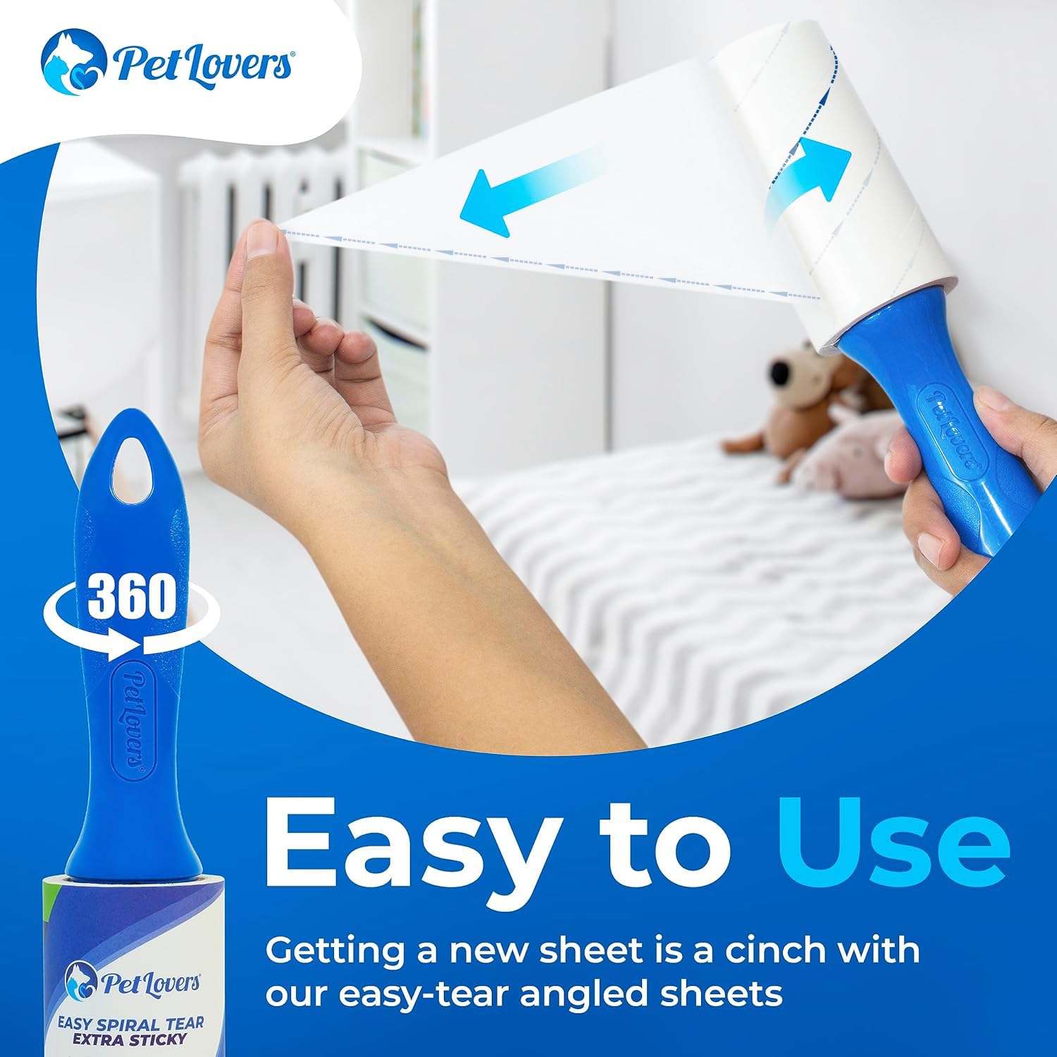 Extra Sticky Lint Roller Mega Value Set 450 Sheets for Pet Hair Removal and Clothes