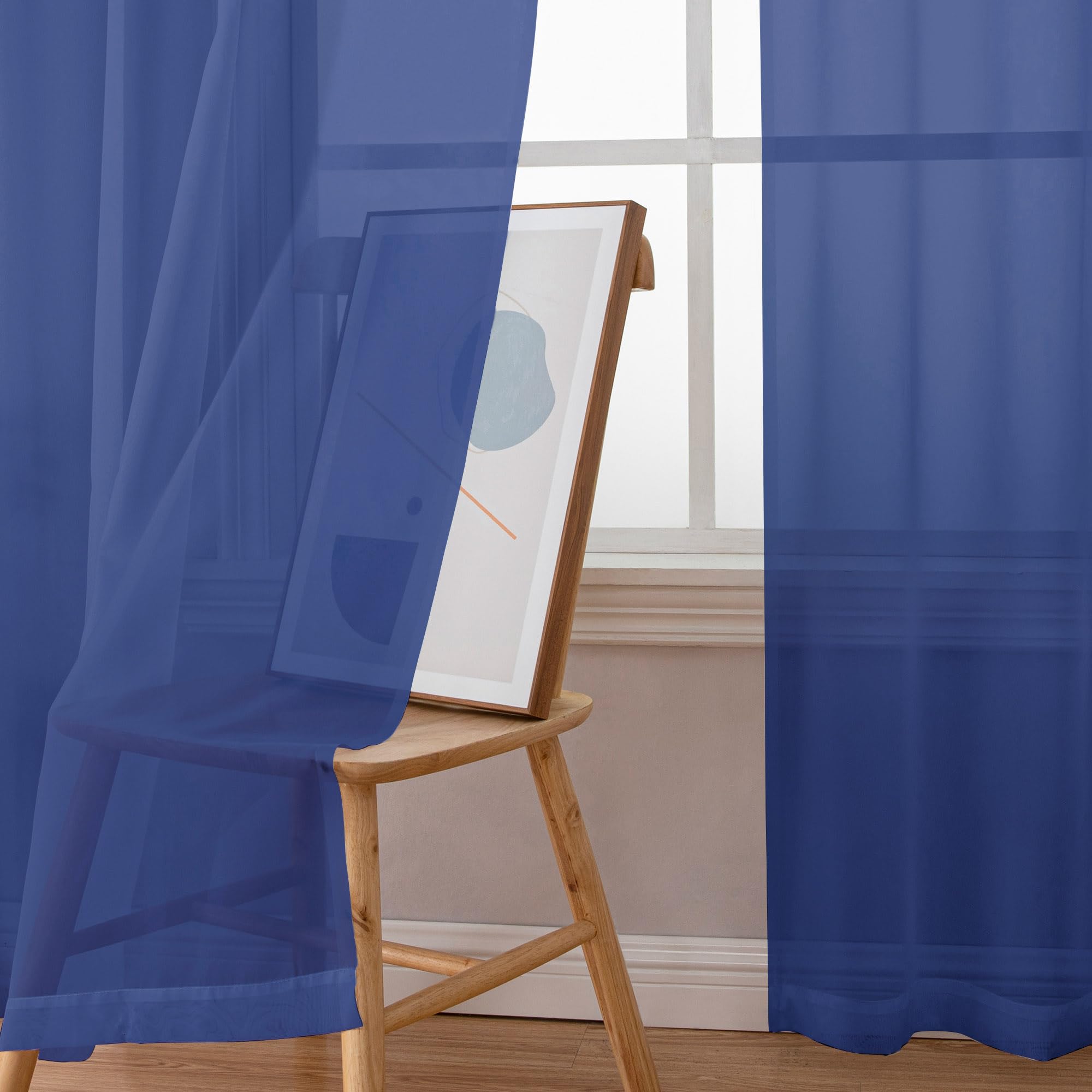 Sheer Royal Blue Curtains 90 inches Long 2 Panels (2 Count)