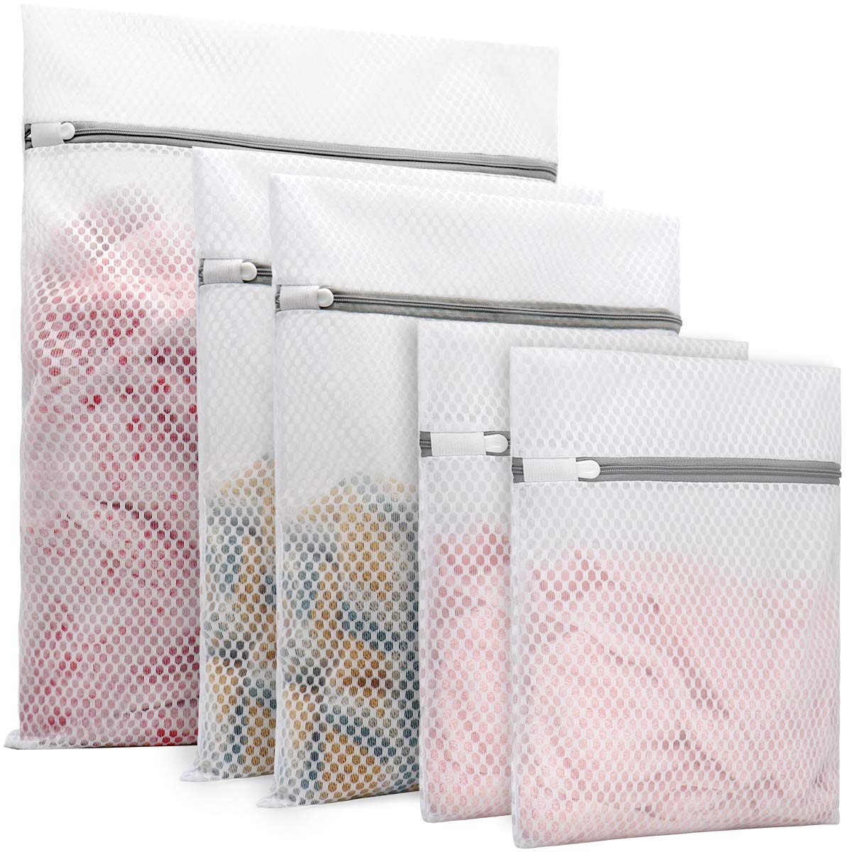 5Pcs Durable Honeycomb Mesh Laundry Bags for Delicates