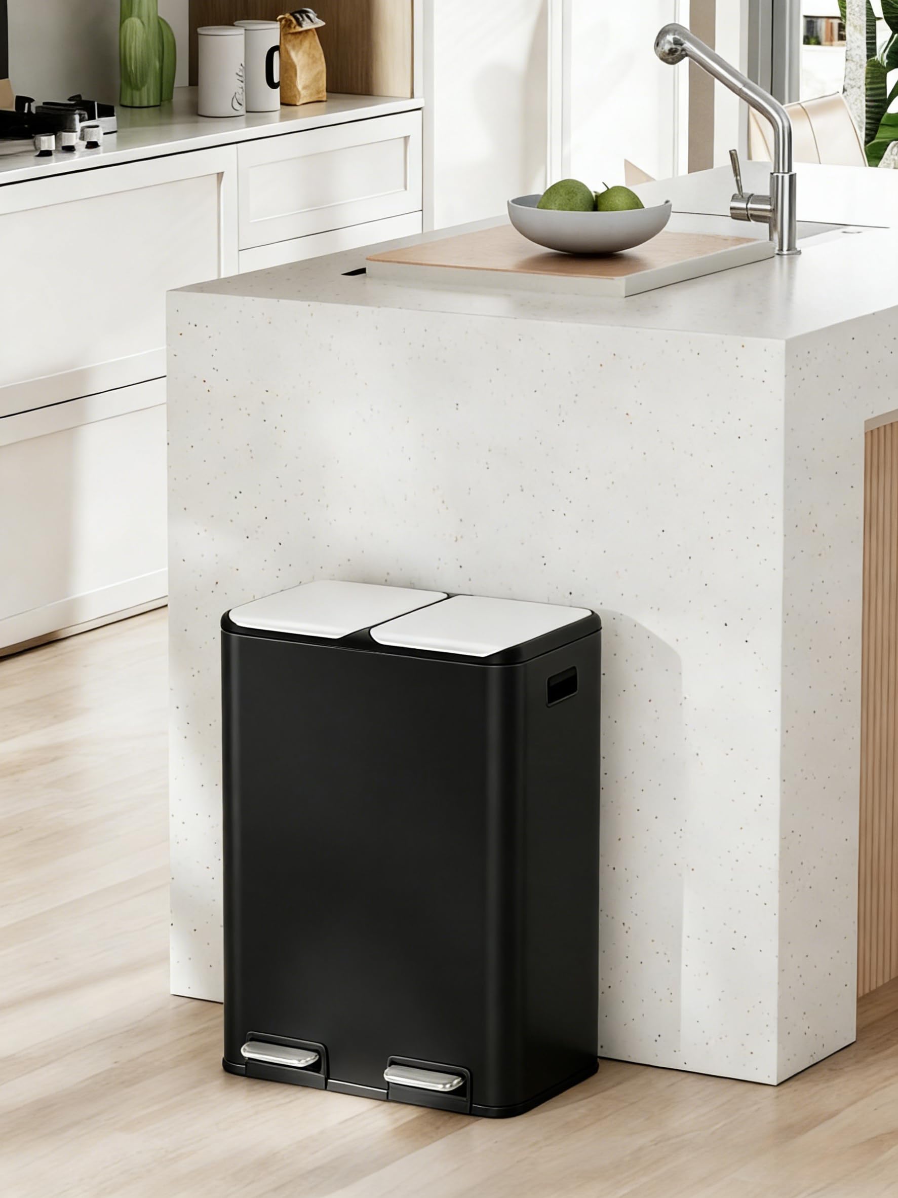 16Gal Dual Trash Can w (2 Count)