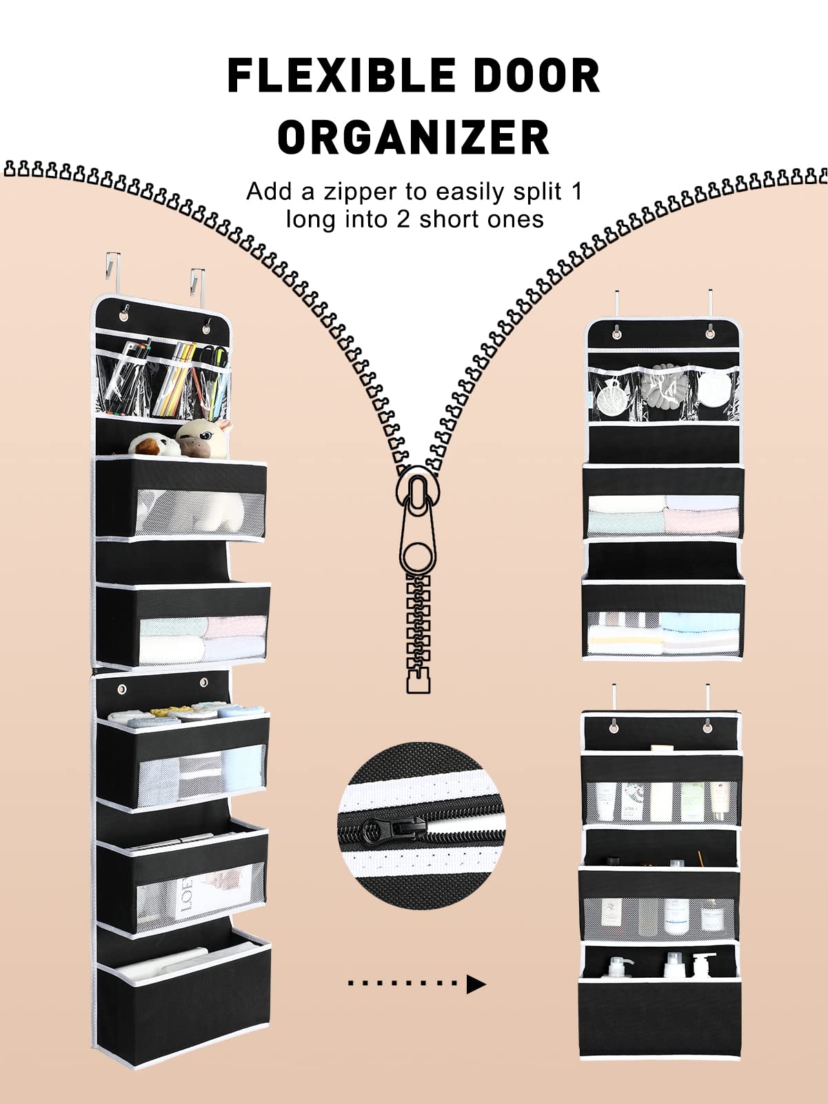 2-in-1 Over The Door Organizer for Nursery Closet Bathroom Dorm