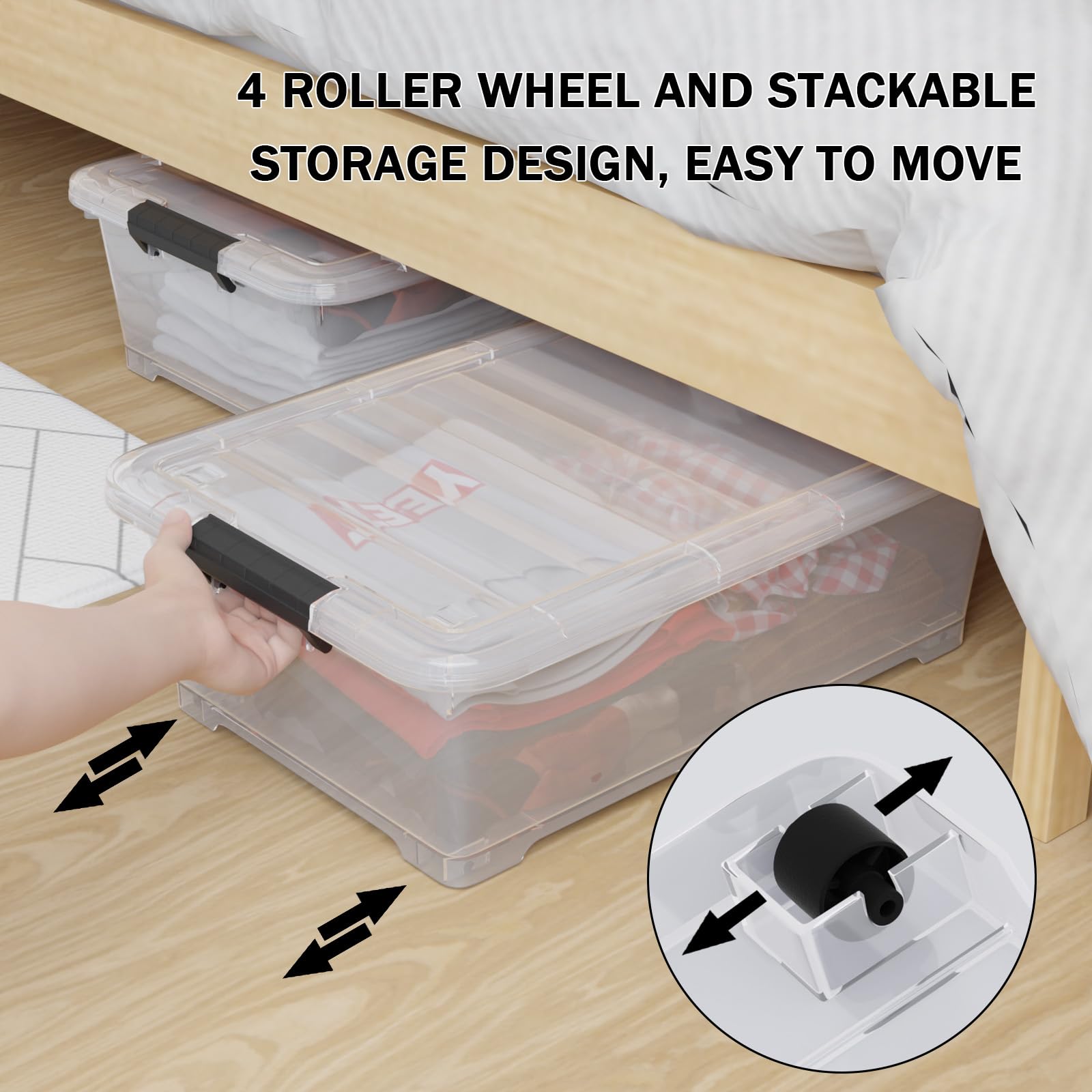 3 Pack Under Bed Storage Bins with Wheels (3 Count)