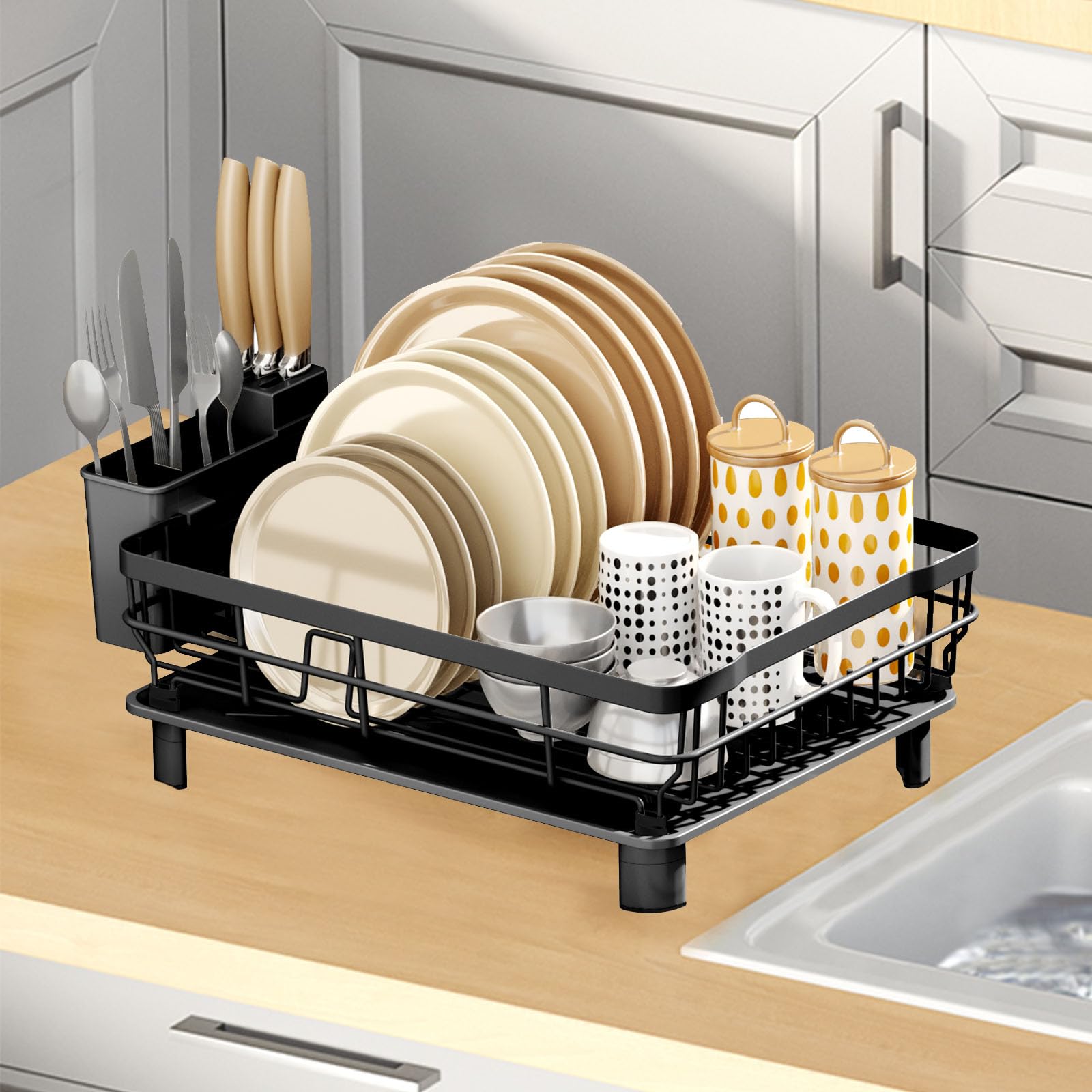 Dish Drying Rack with Drainboard for Kitchen Countertop 1