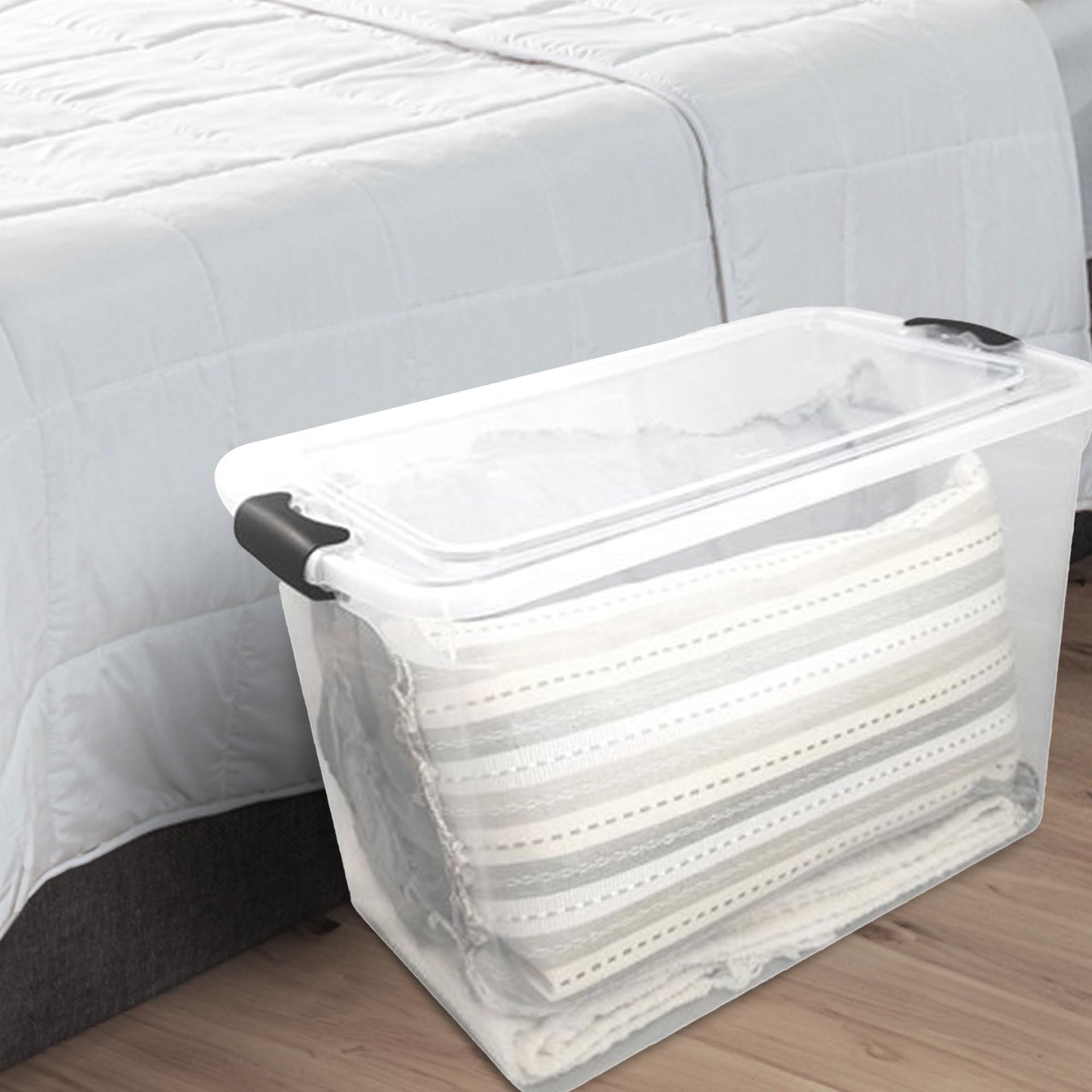 Clear Plastic Storage Bins w (2 Count)