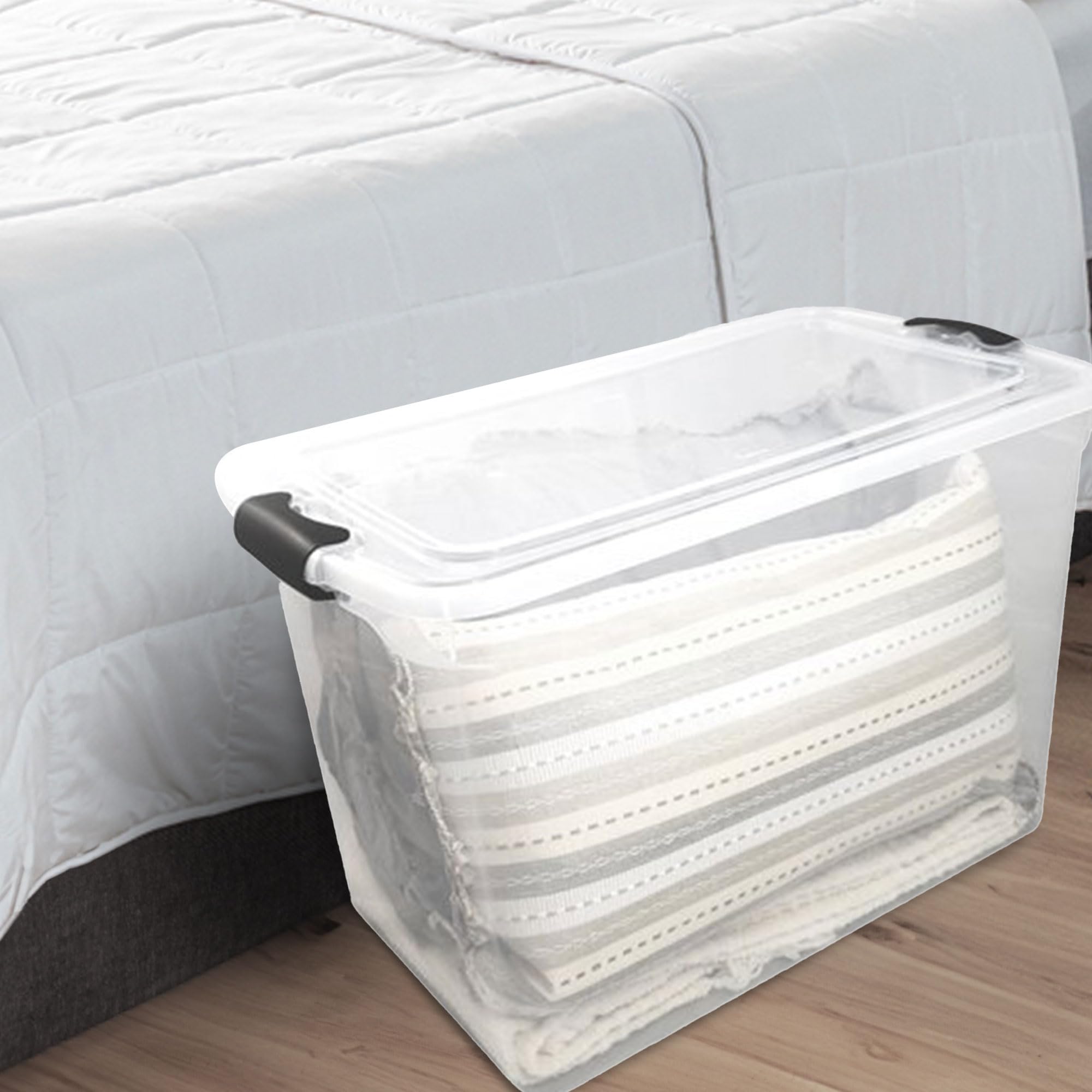 Clear Plastic Storage Bins w (2 Count)