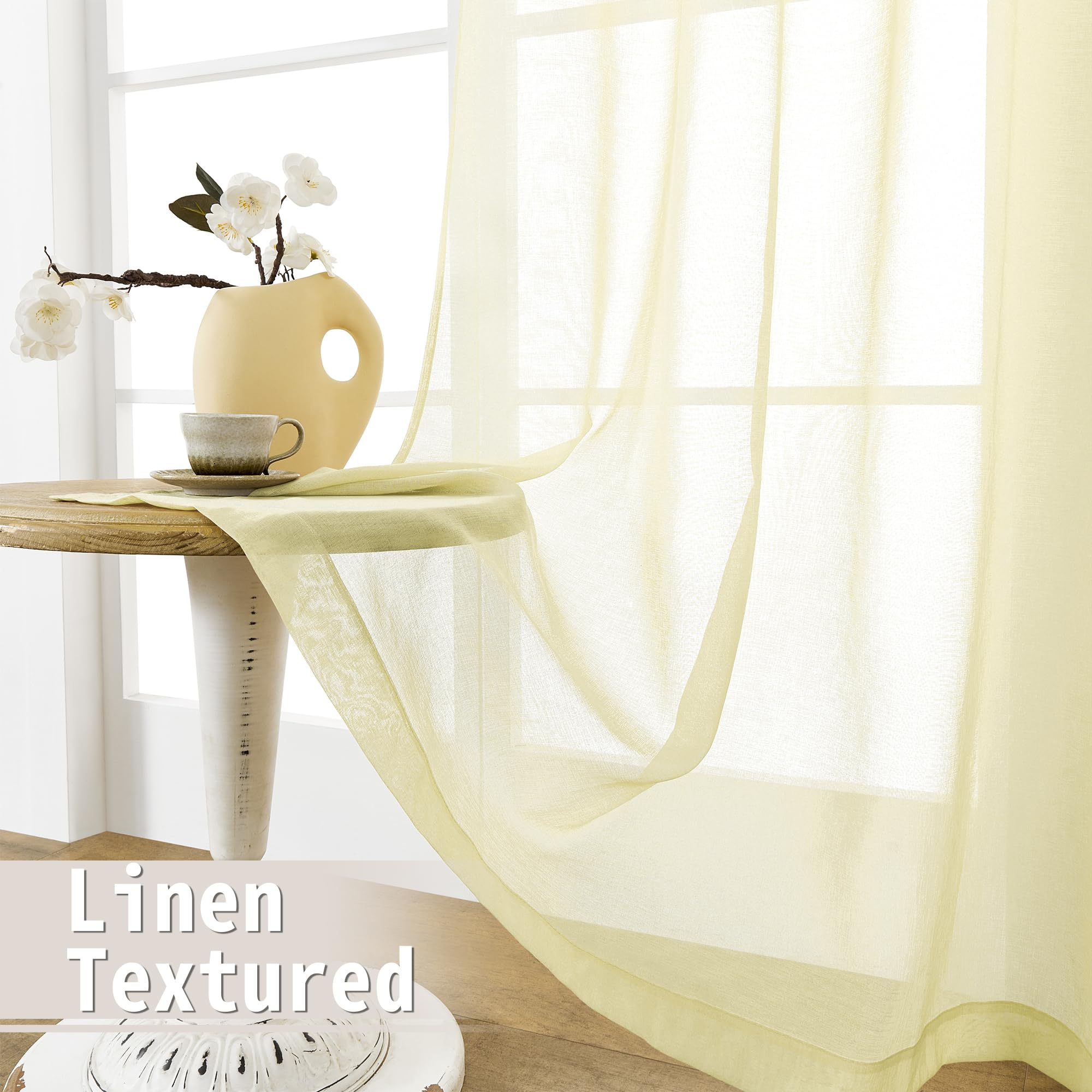 Sheer Door Curtain Closet Linen Textured Curtain Sheers Doorway Light Filtering Voile French Door Rod Pocket Curtains Patio Glass Doors
