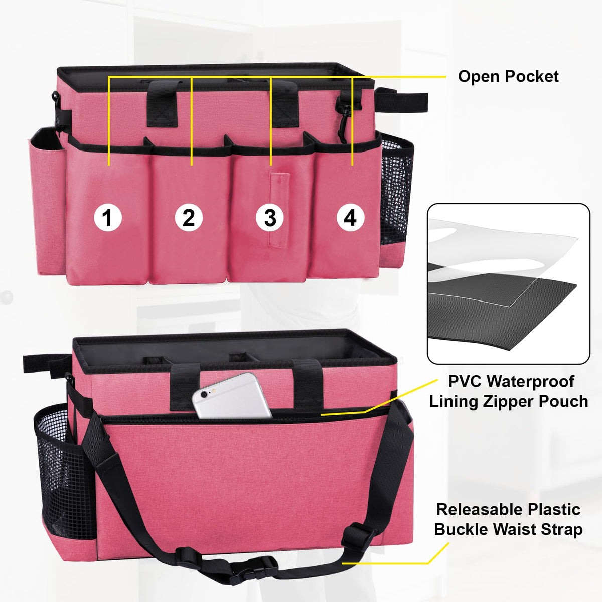 Wearable Large Cleaning Caddy Bag for Housekeepers