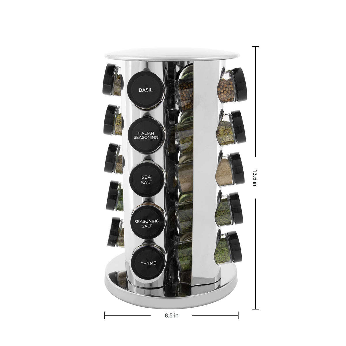 20 Jar Revolving Countertop Spice Rack with Spices Included
