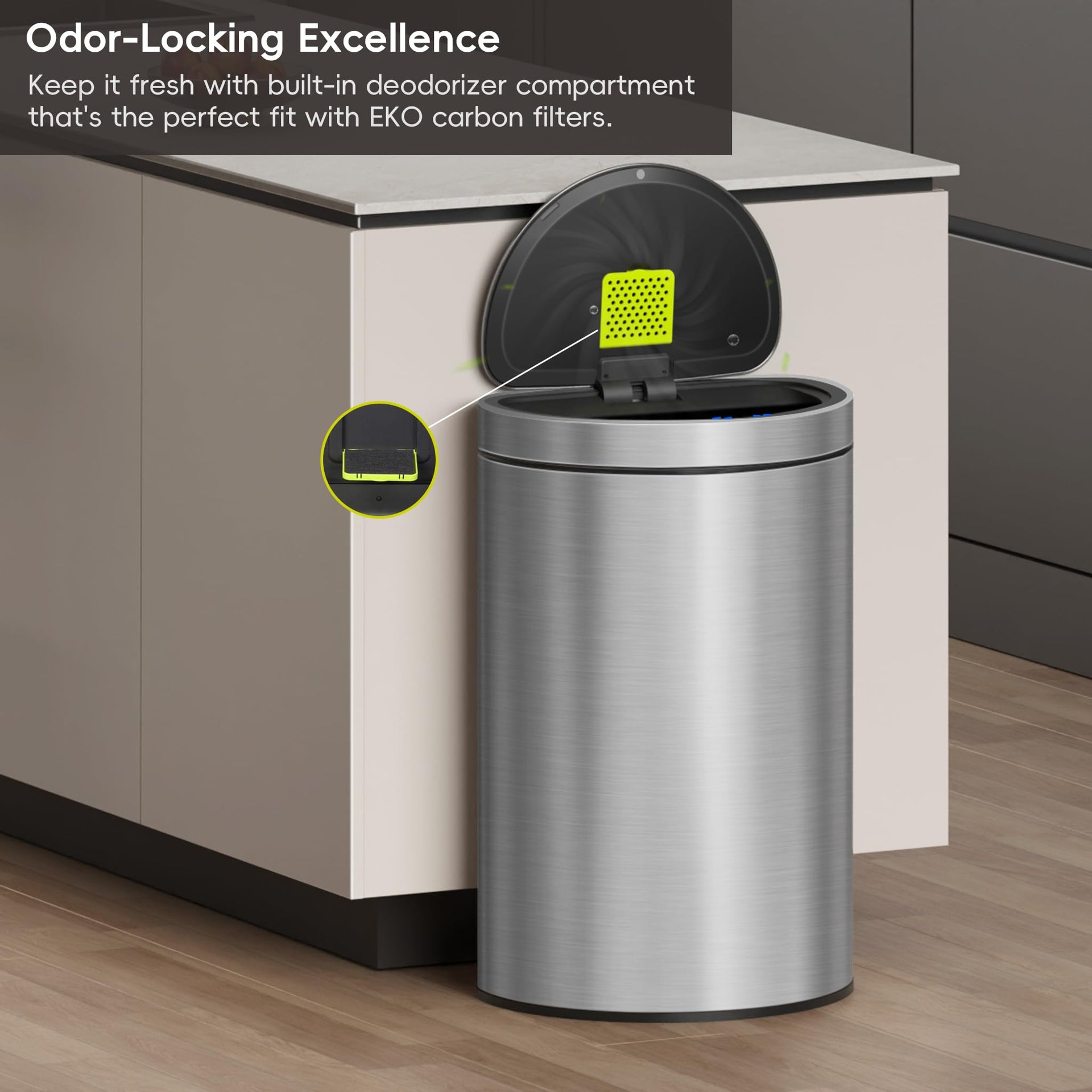 Mirage Semi Round Motion Sensor Trash Can or Recycling Bin