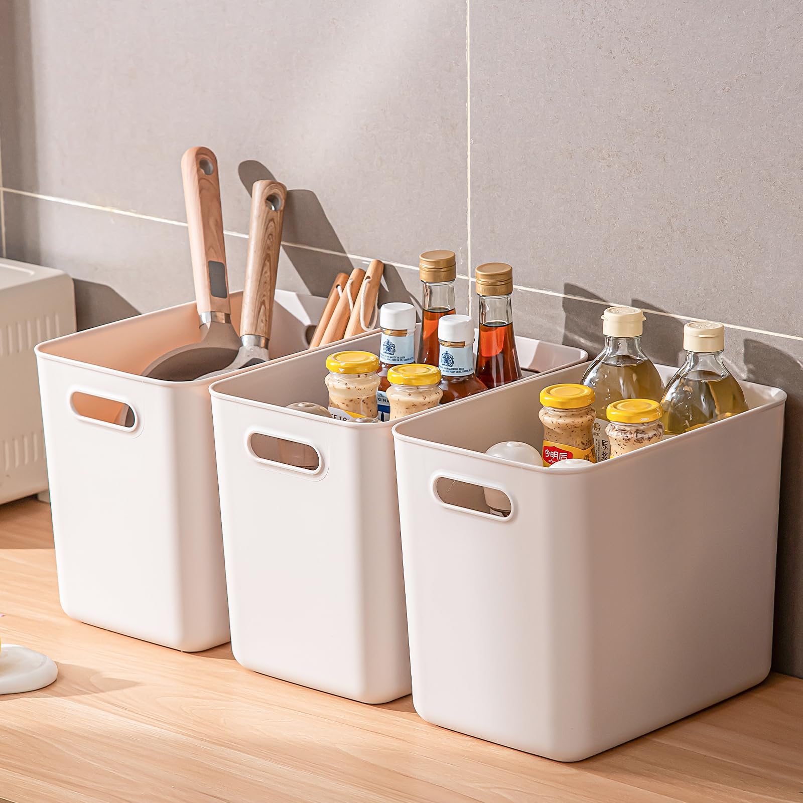 Plastic Storage Bins with lids (3 Count)