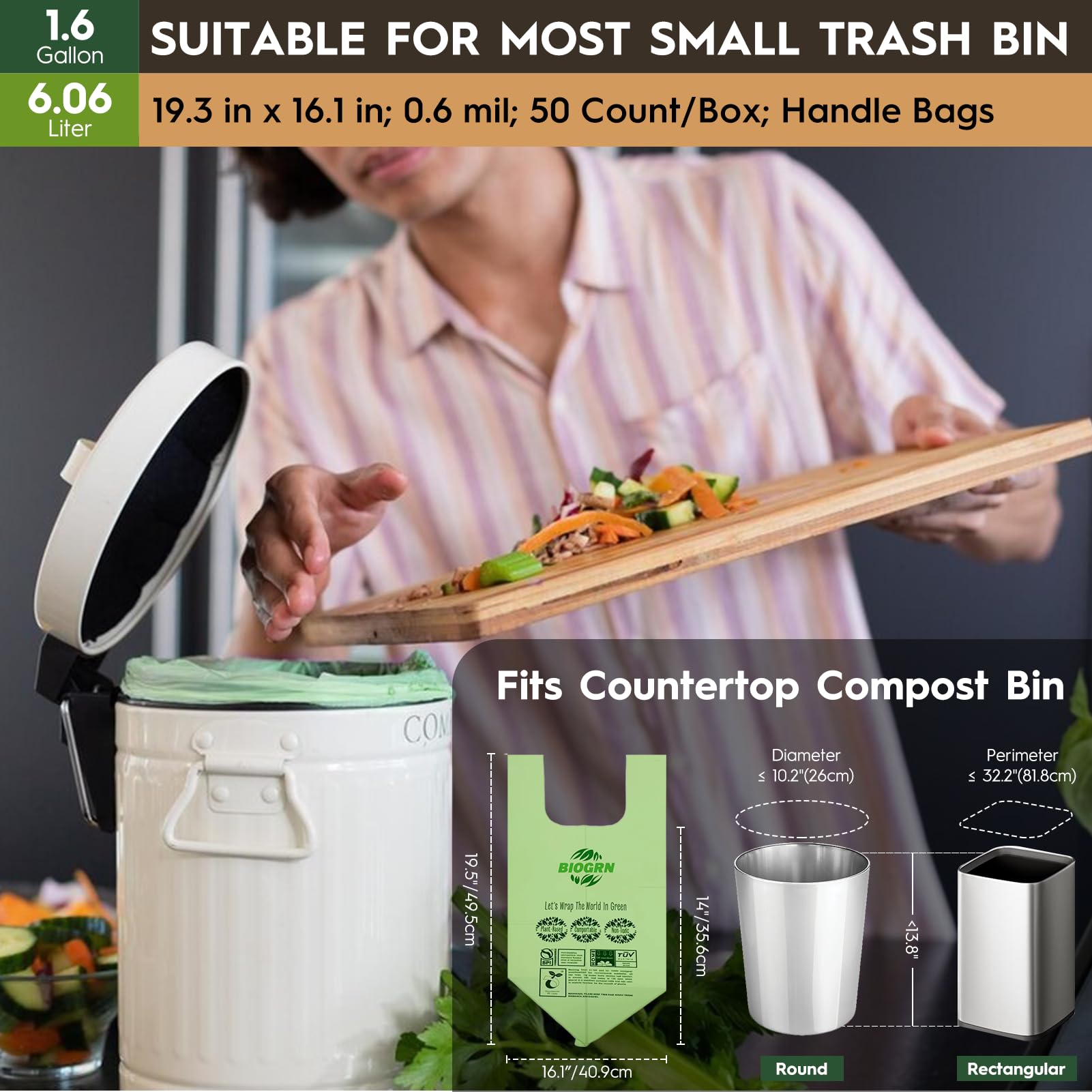 Compostable Trash Bags 1.2 (50 Count)