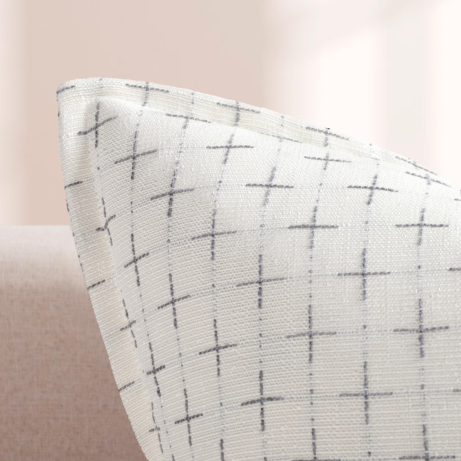 Pillow Covers 20x20 Set of 2 Soft Polyester Textured Pillow Covers with Stylish Flange Edge Cozy Farmhouse Throw Pillows for Couch Bed Sofa Living Room (2 Count)