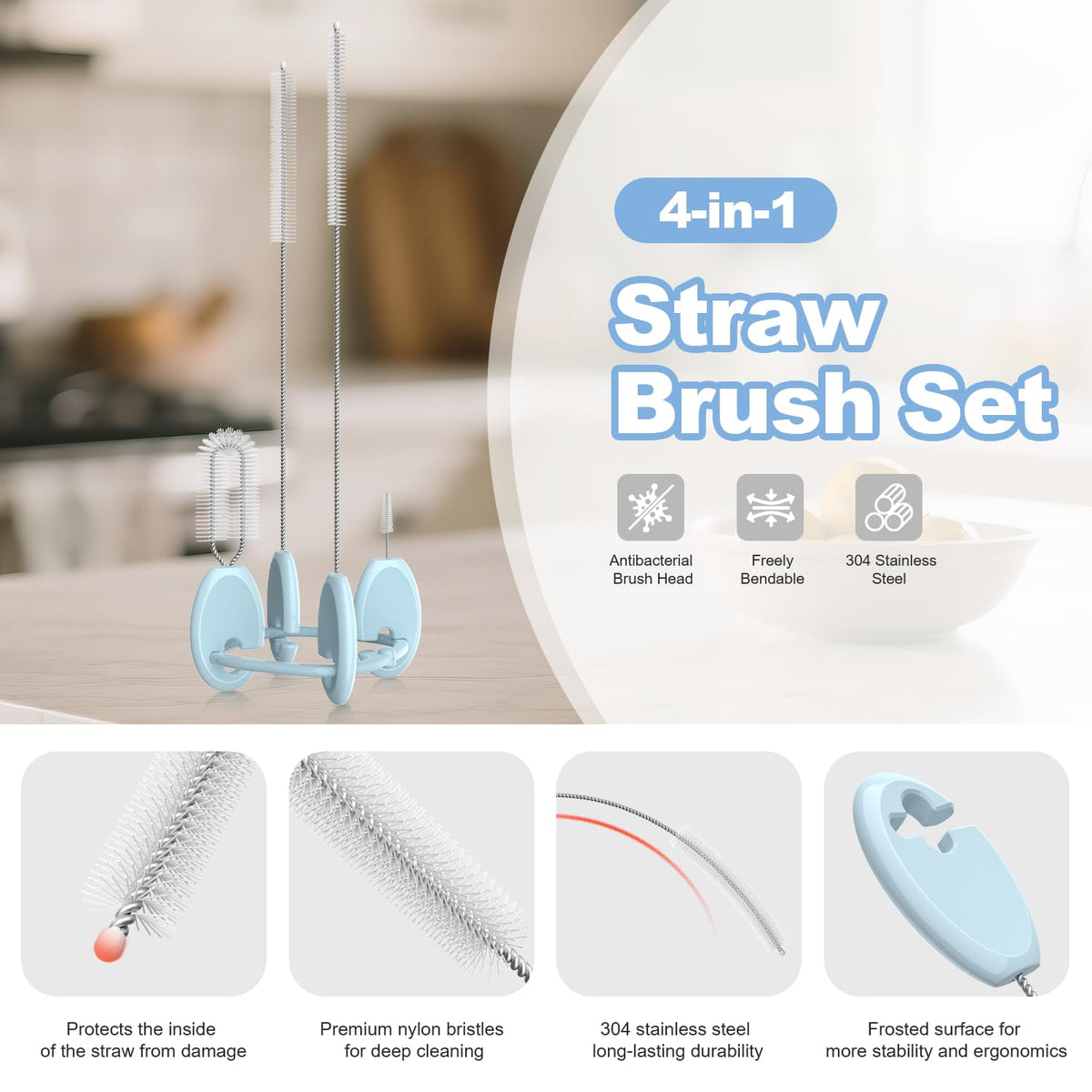 4in1 Straw Cleaner Brush Set (4 Count)