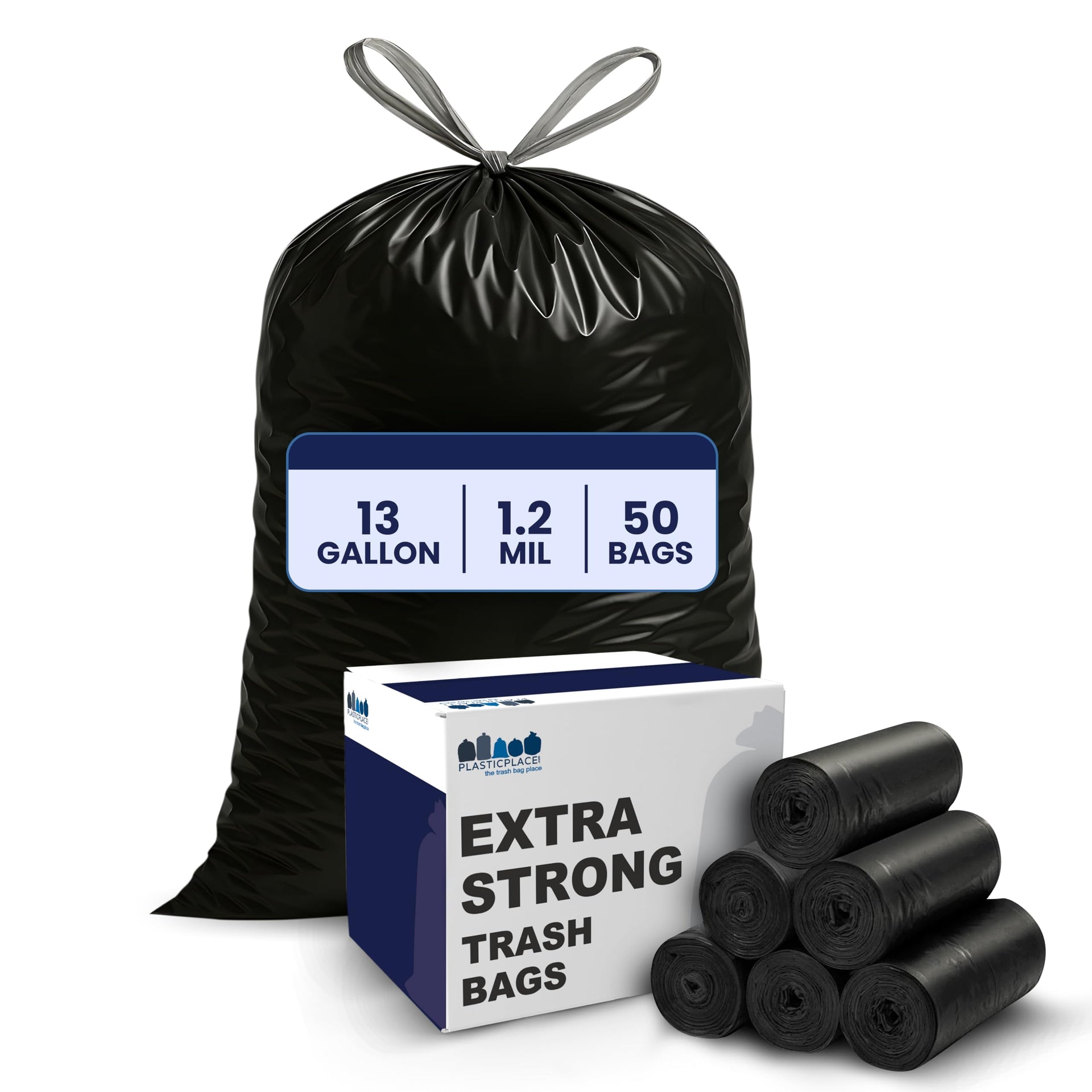 W13DSBKJR 13 Gallon Trash Bags │ 1.2 Mil │ (50 Count)