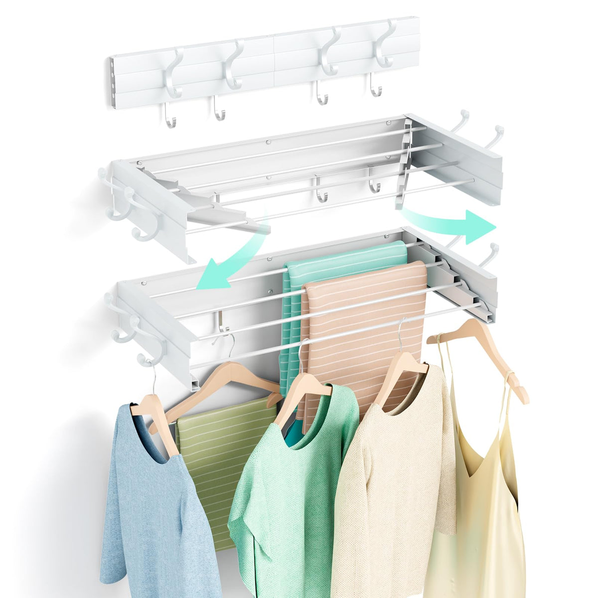 Wall Mounted Foldable Clothes Drying Rack