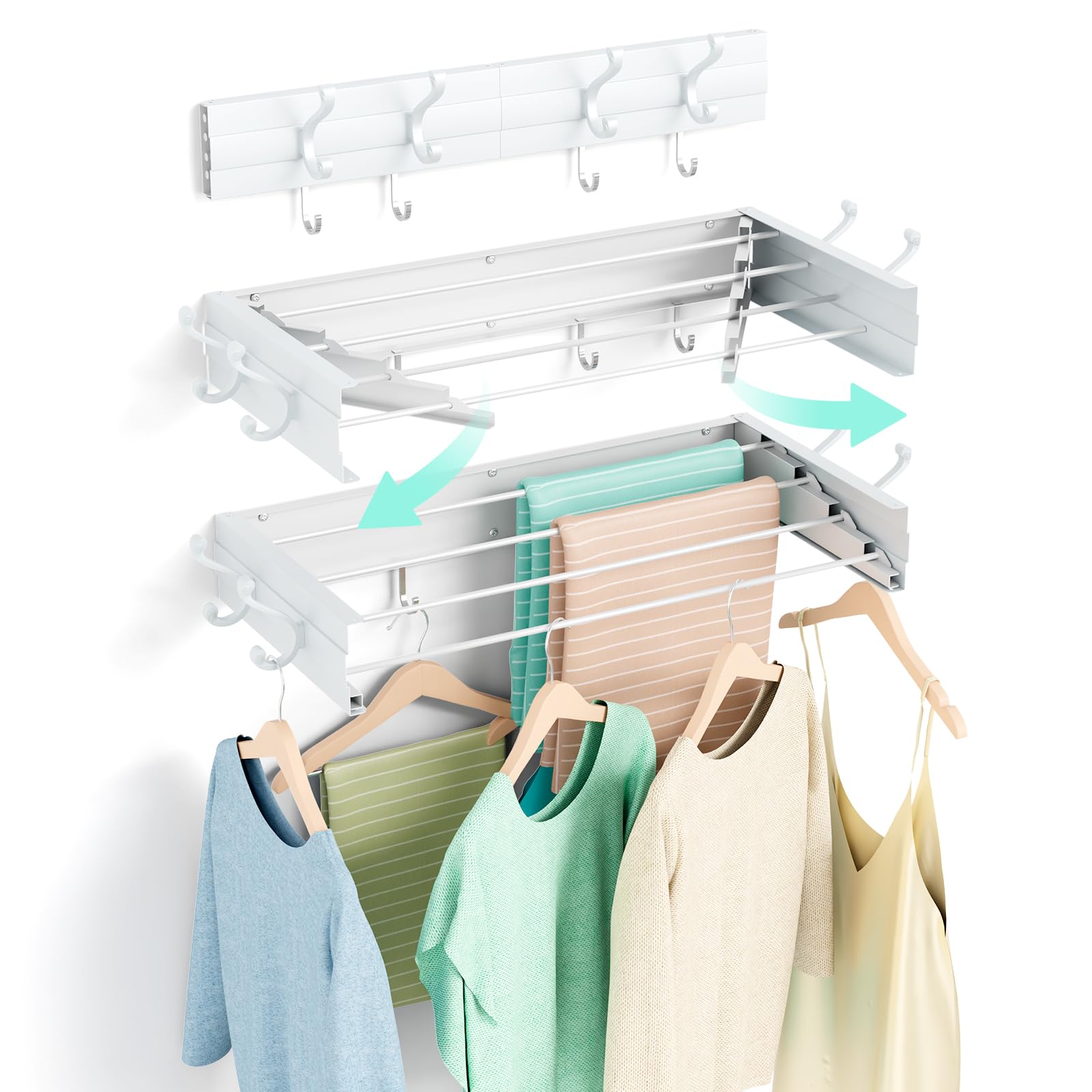 Wall Mounted Foldable Clothes Drying Rack