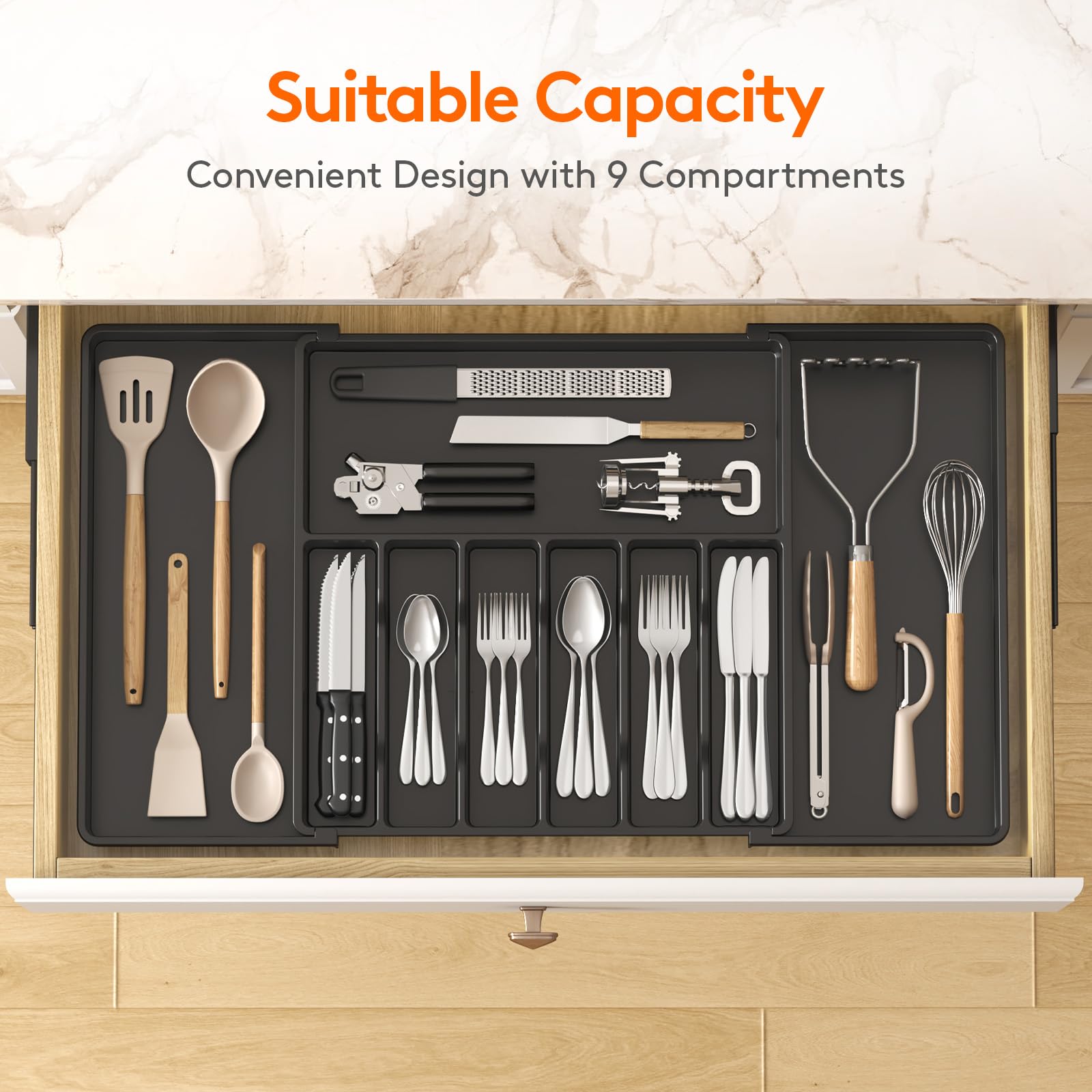 Extra Large Silverware Drawer Organizer