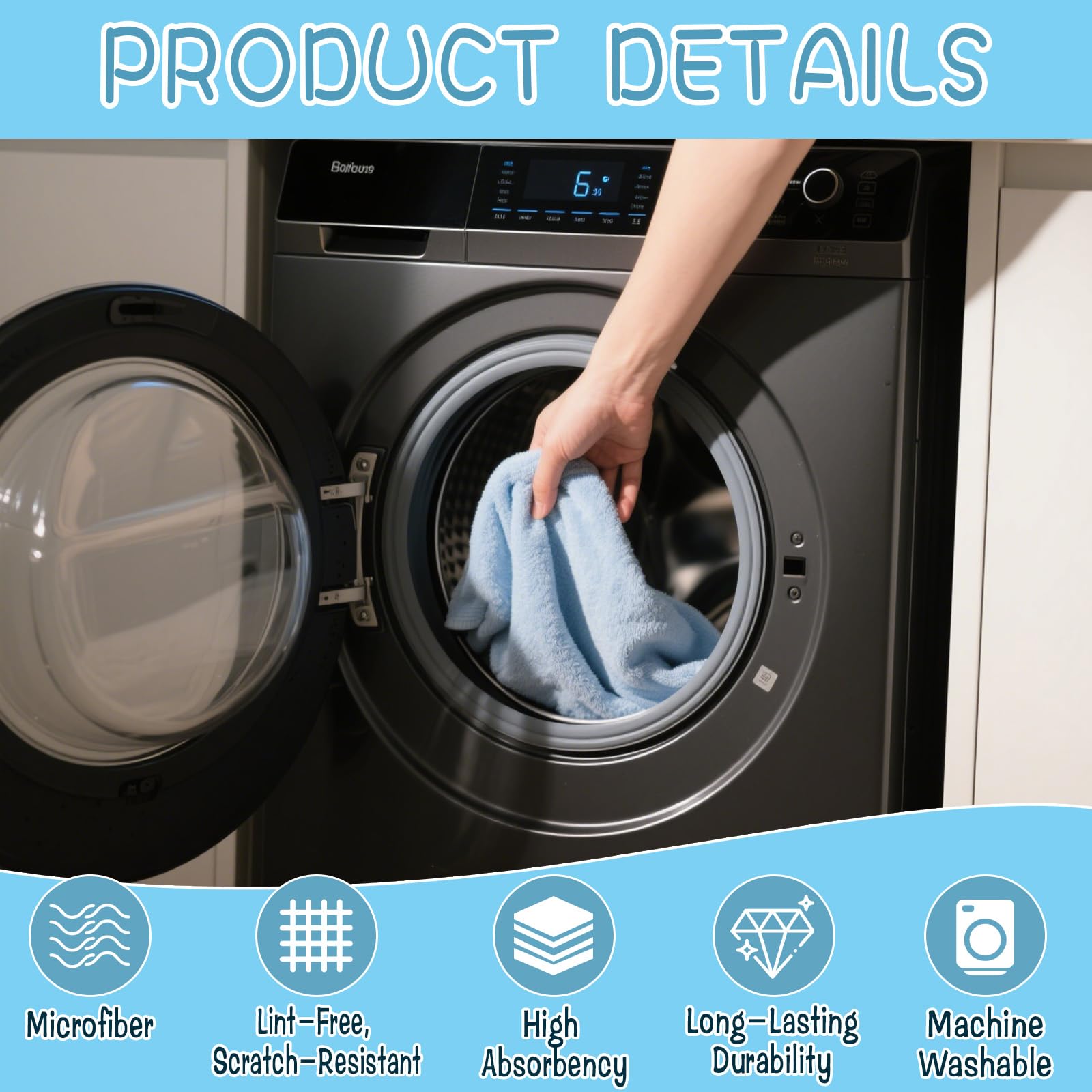 6 Pack Extra Large Microfiber Cleaning Cloths 20"x30" (6 Count)