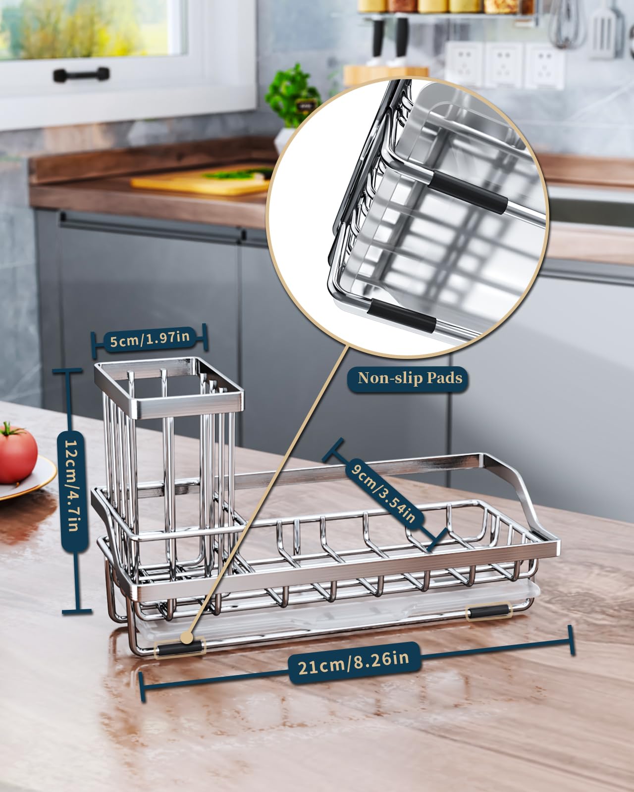 Sink Caddy Kitchen Sponge Holder with Dish Brush Holder