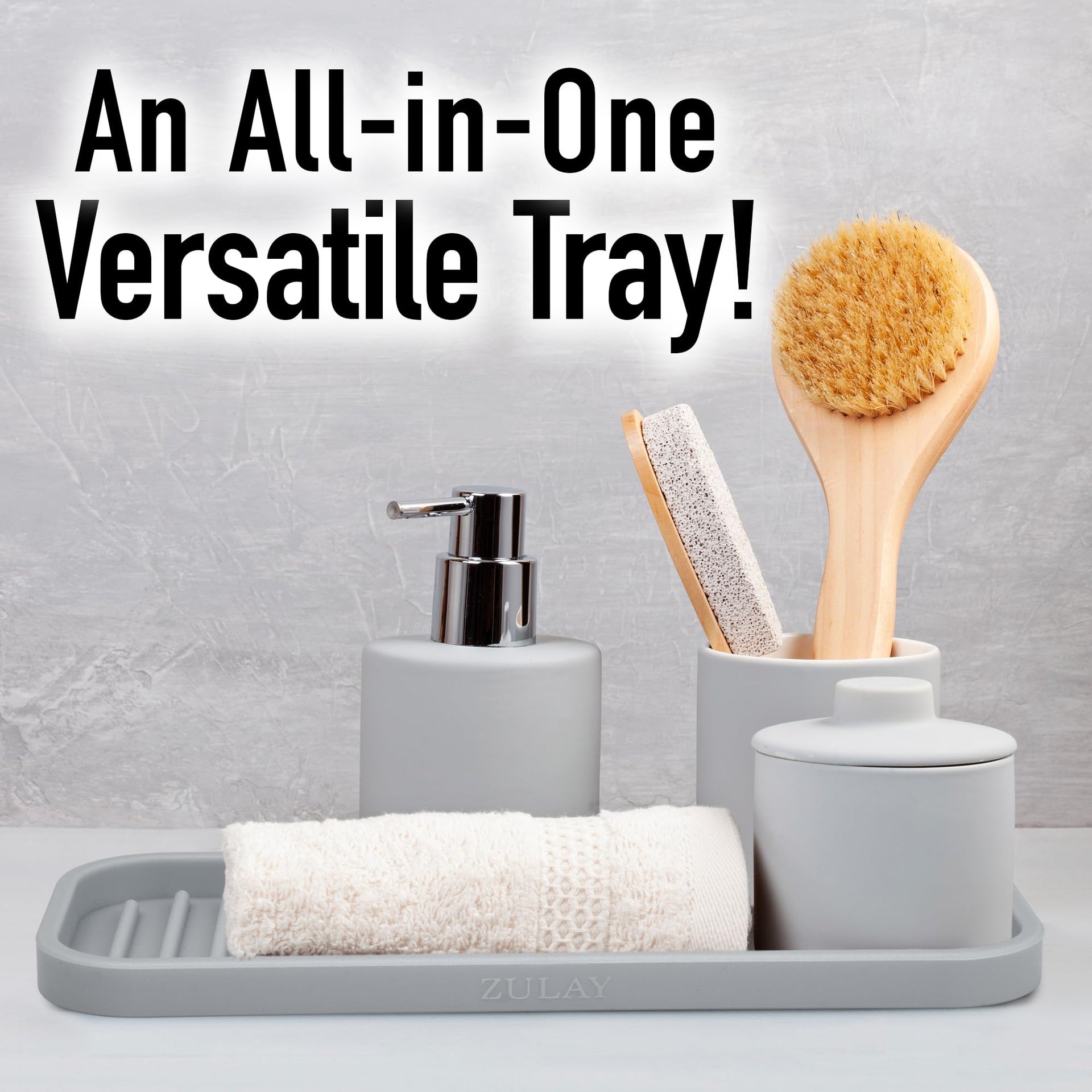 9x3.5in) Sponge Holder for Kitchen Sink - Flexible Heavy-Duty Multipurpose Sink Caddy - Counter Organizer for Kitchen, Bathroom, Makeup, Trinkets & More! (Grey)