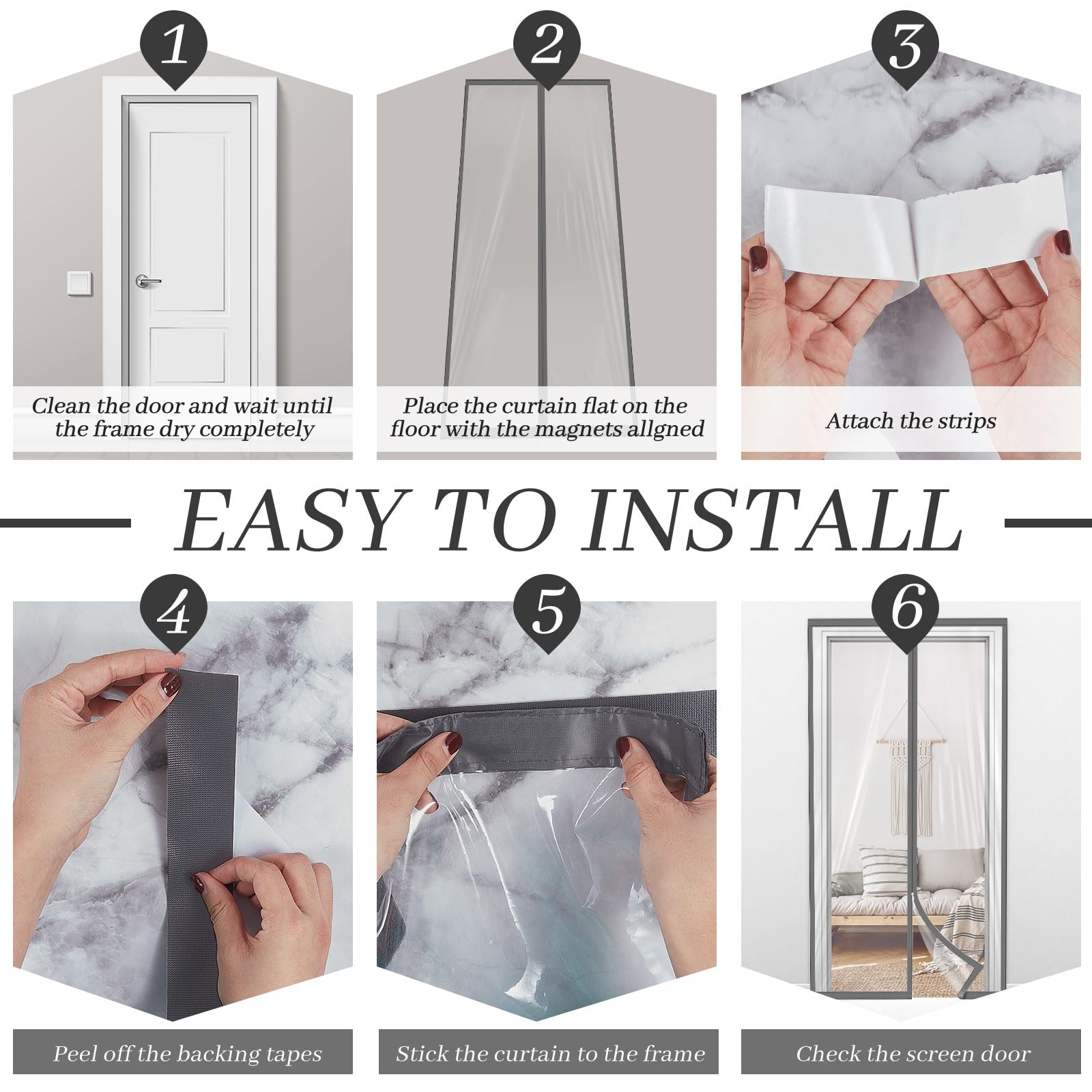 1 Pack Zipper 60 x 102 Inch Dust Barrier Door Kit 5 x 8.5 ft Reusable Temporary Wall Construction Plastic Curtain Cover Containment Standard Gray Doorway Screen Sheeting for Home Renovation