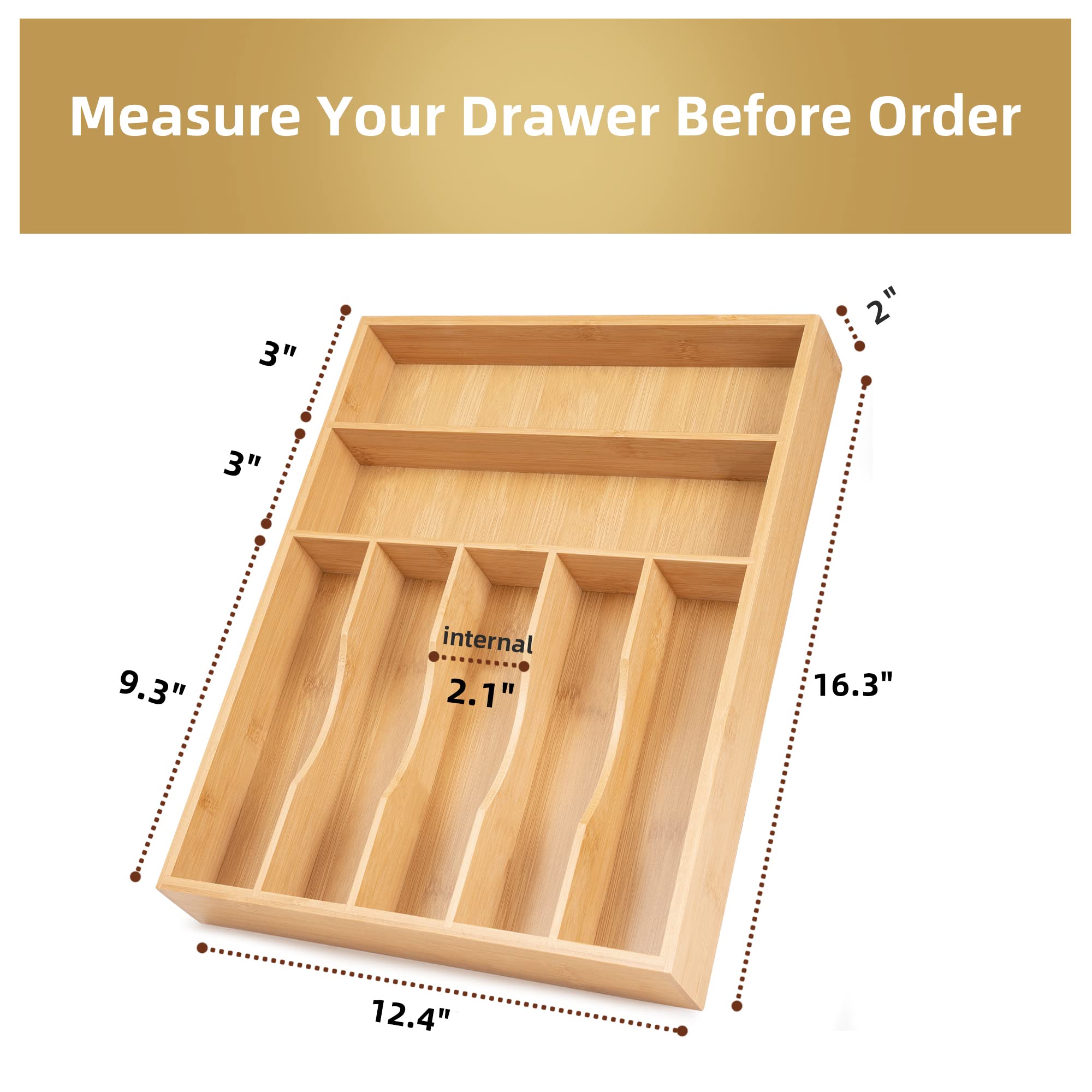 Silverware Organizer Kitchen Drawer Organizer Utensil Organizer Bamboo Silverware Holder Cutlery Organizer in Drawer Flatware Organizer Tray