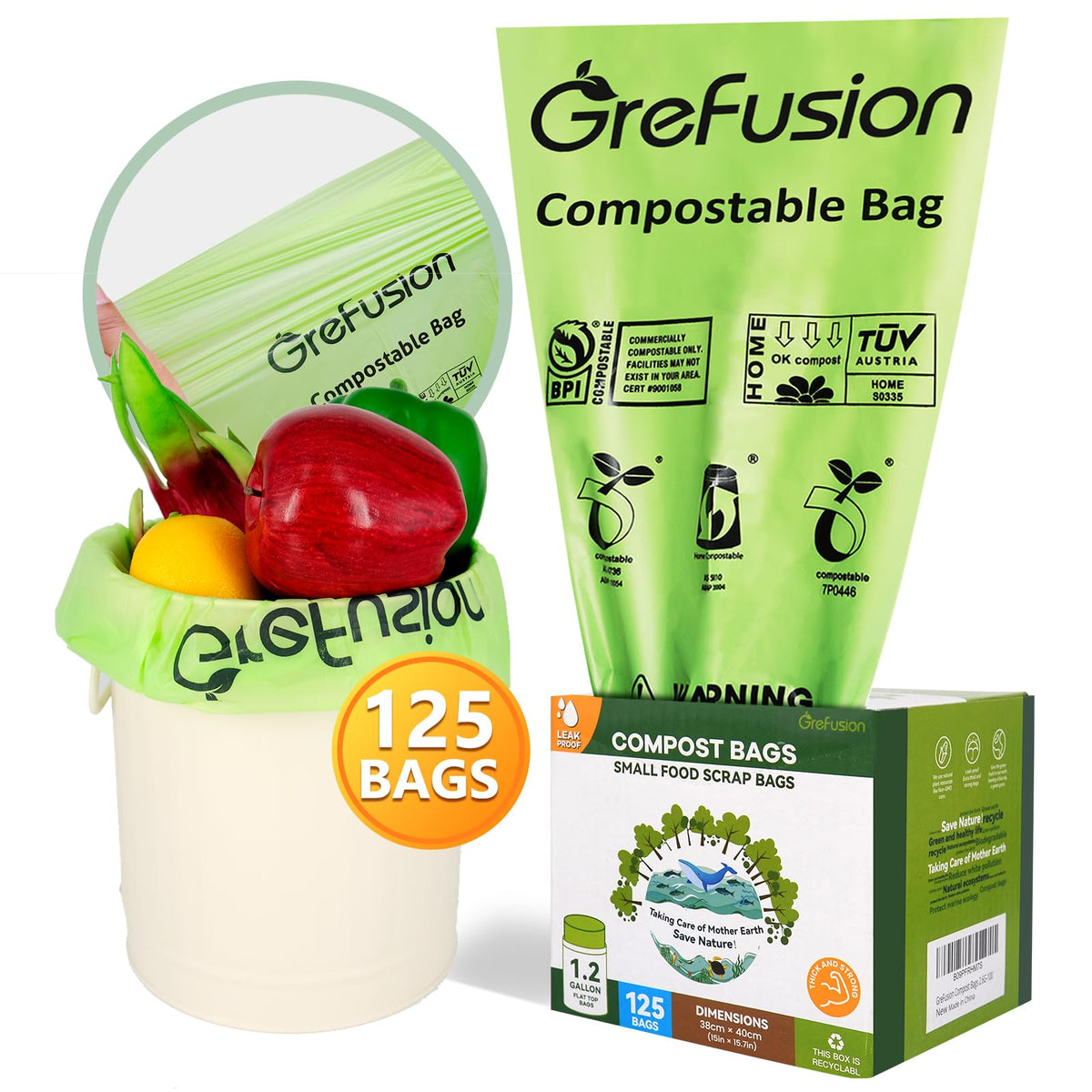 Compostable Bags 1.2 Gallon (125 Count)