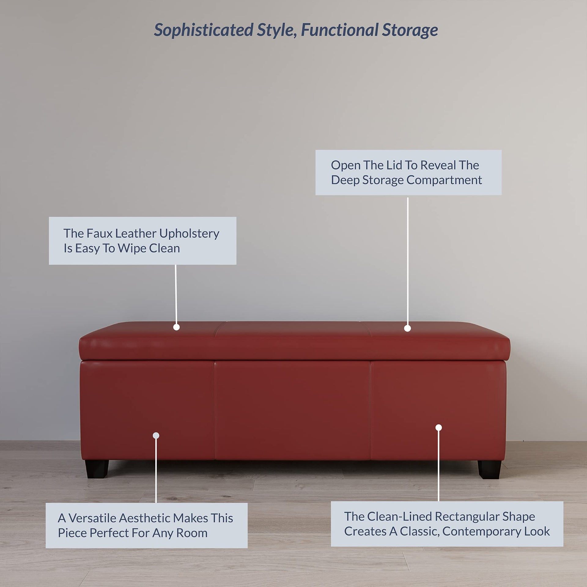 Storage Faux Leather Ottoman