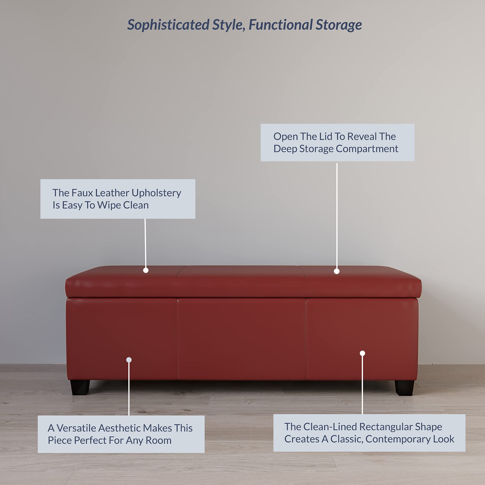 Storage Faux Leather Ottoman