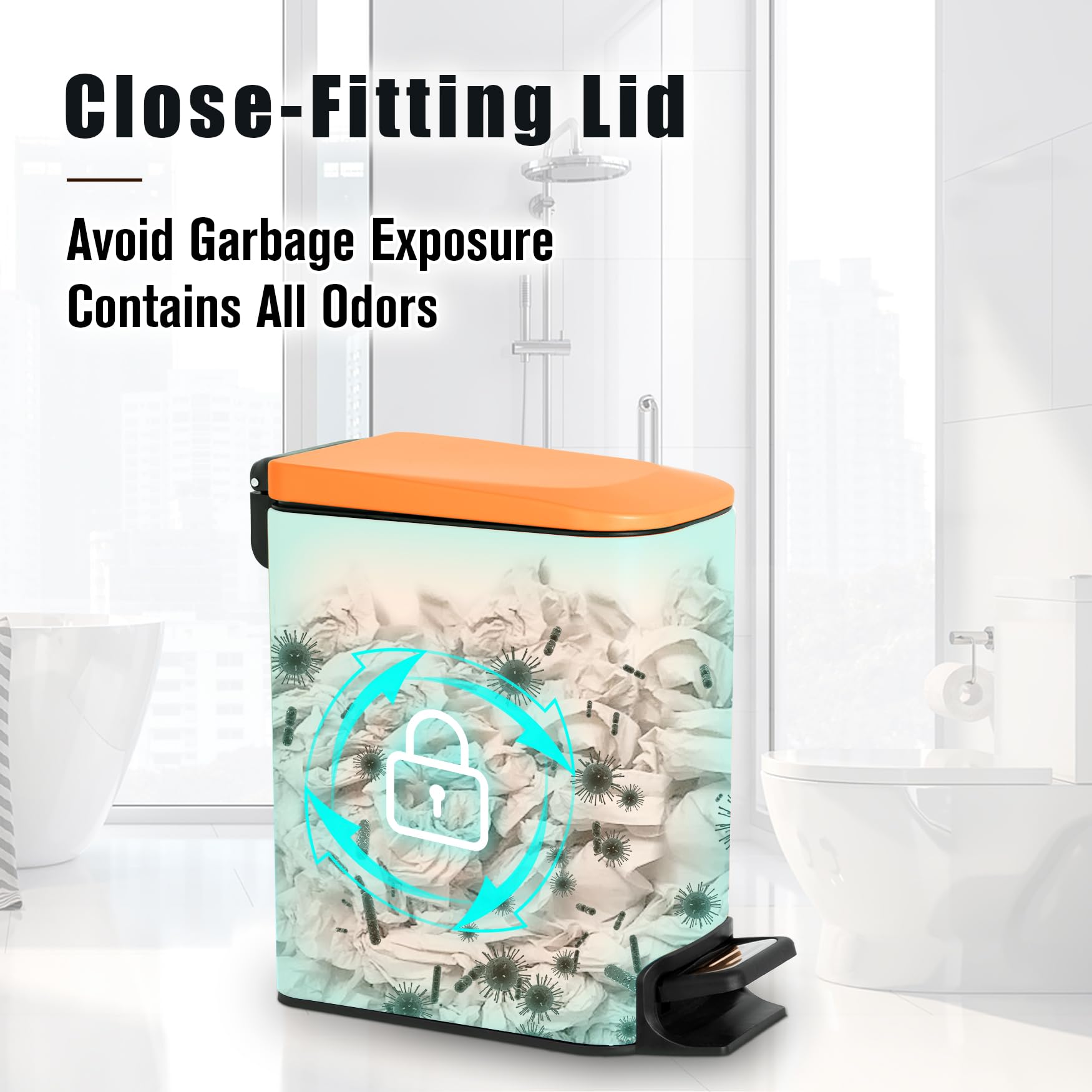 Small Bathroom Trash Can with Lid