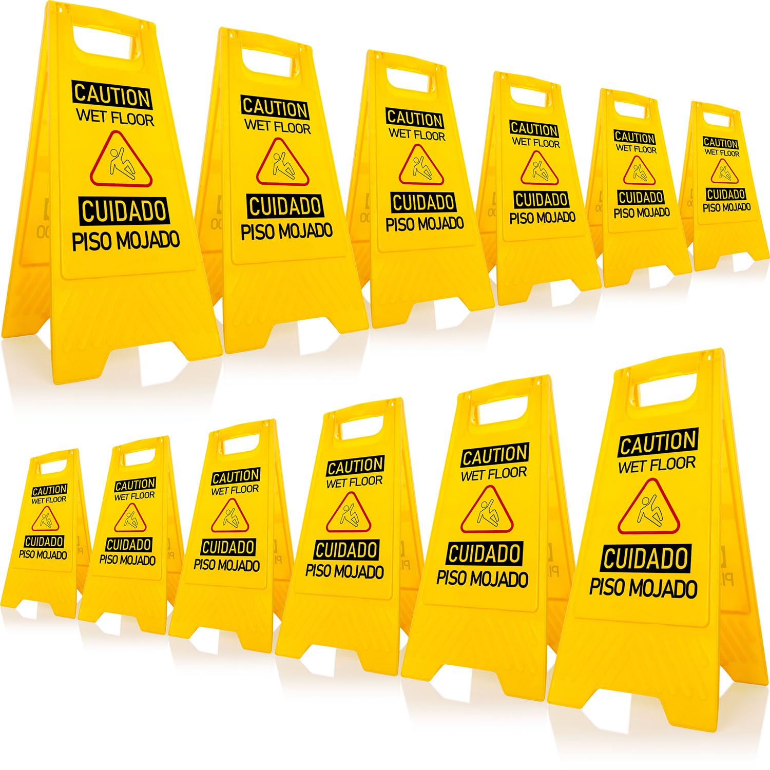 12 Pack Bilingual Caution Wet Floor Signs (12 Count)
