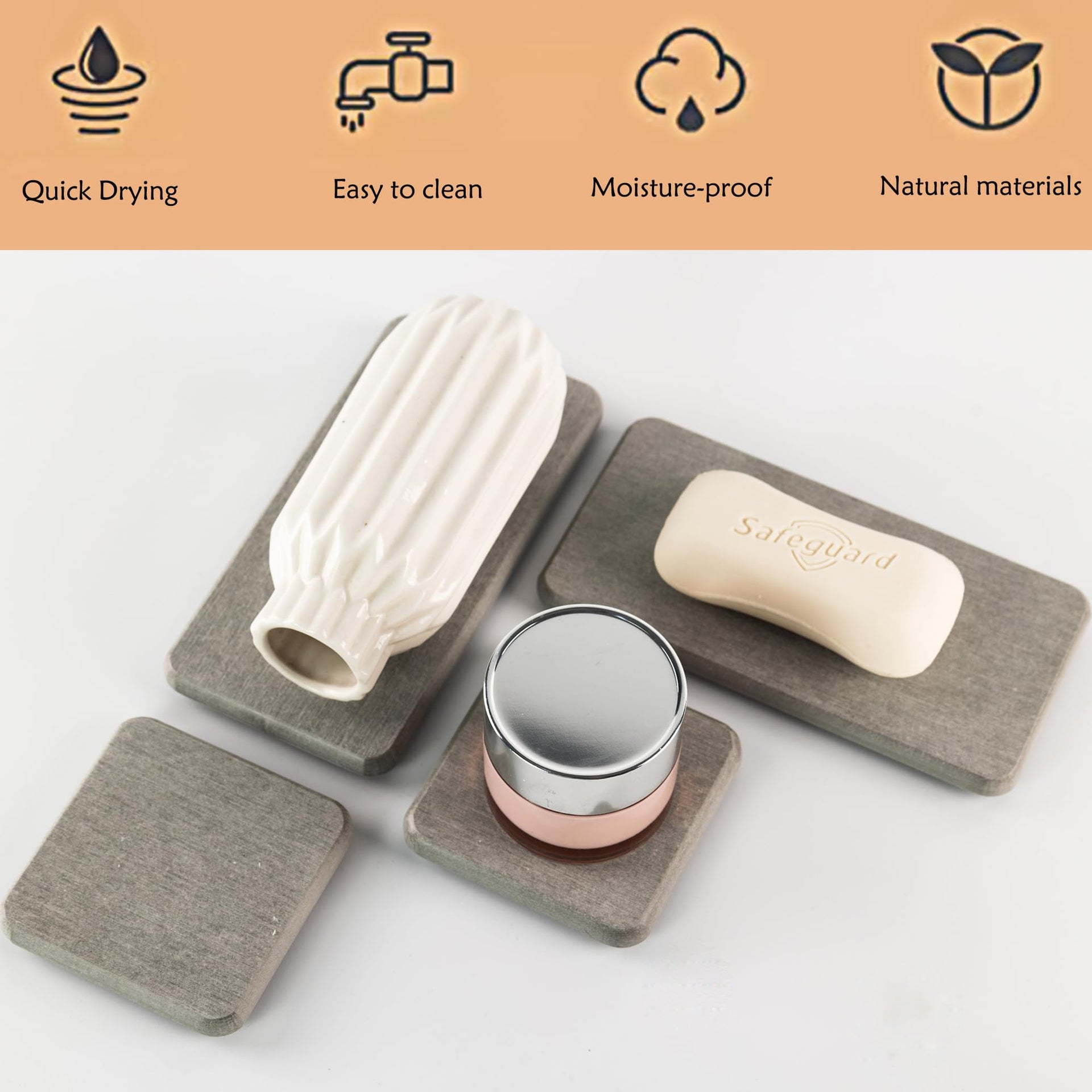 Set of 4 Water Absorbent Diatomite Coasters (4 Count)